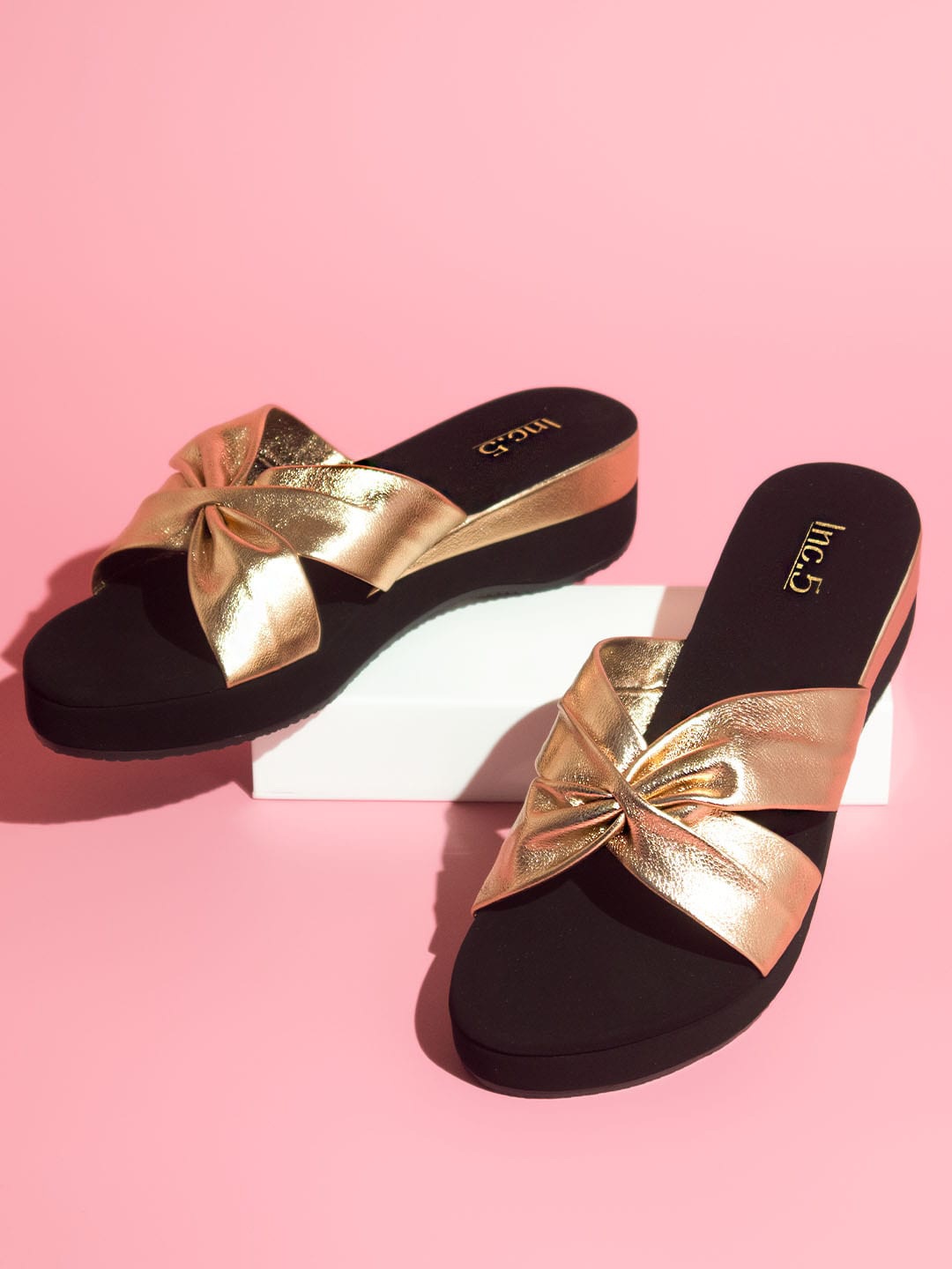 

Inc 5 Embellished Wedge Heels, Rose gold