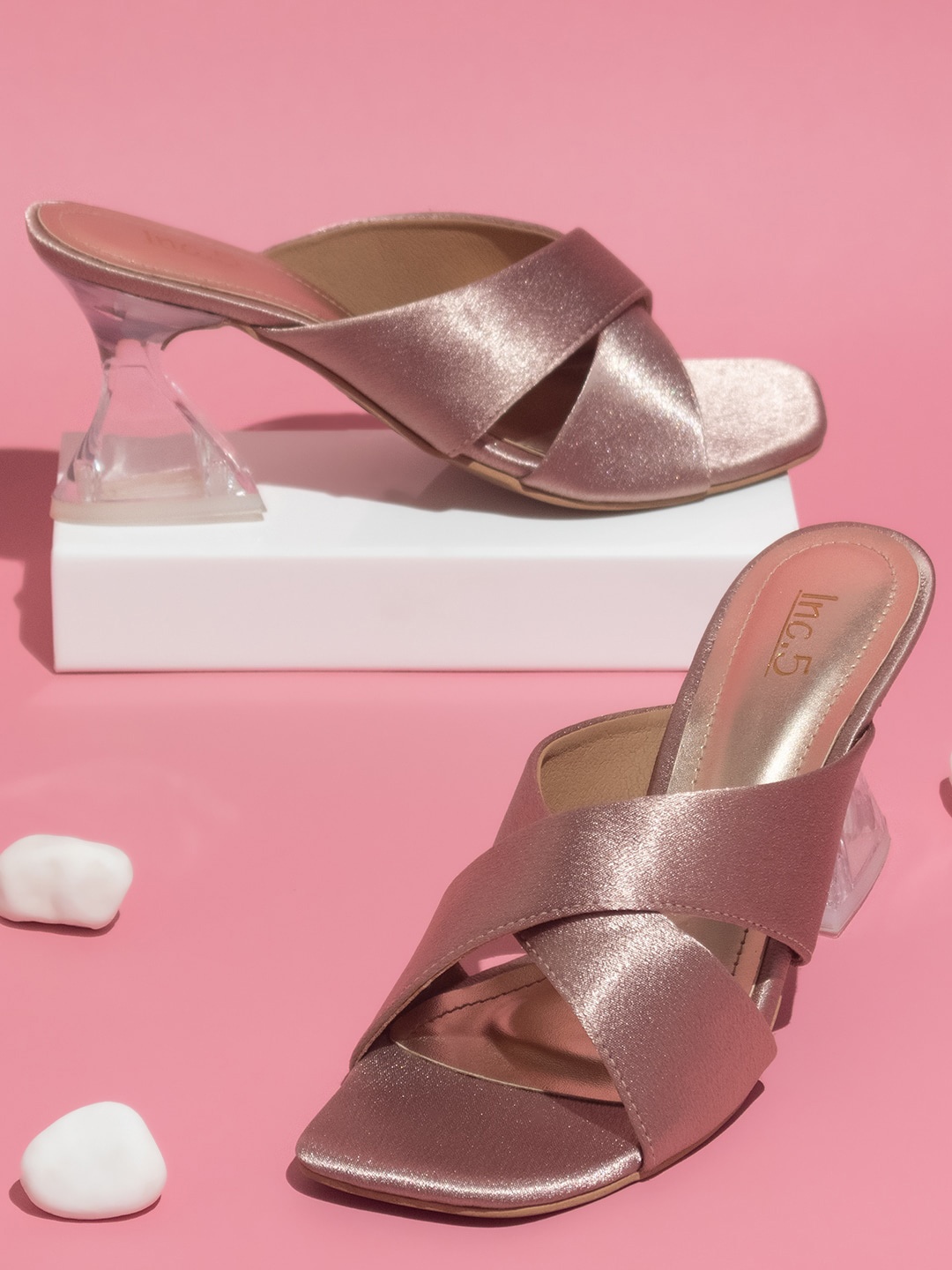 

Inc 5 Embellished Block Heels, Rose gold