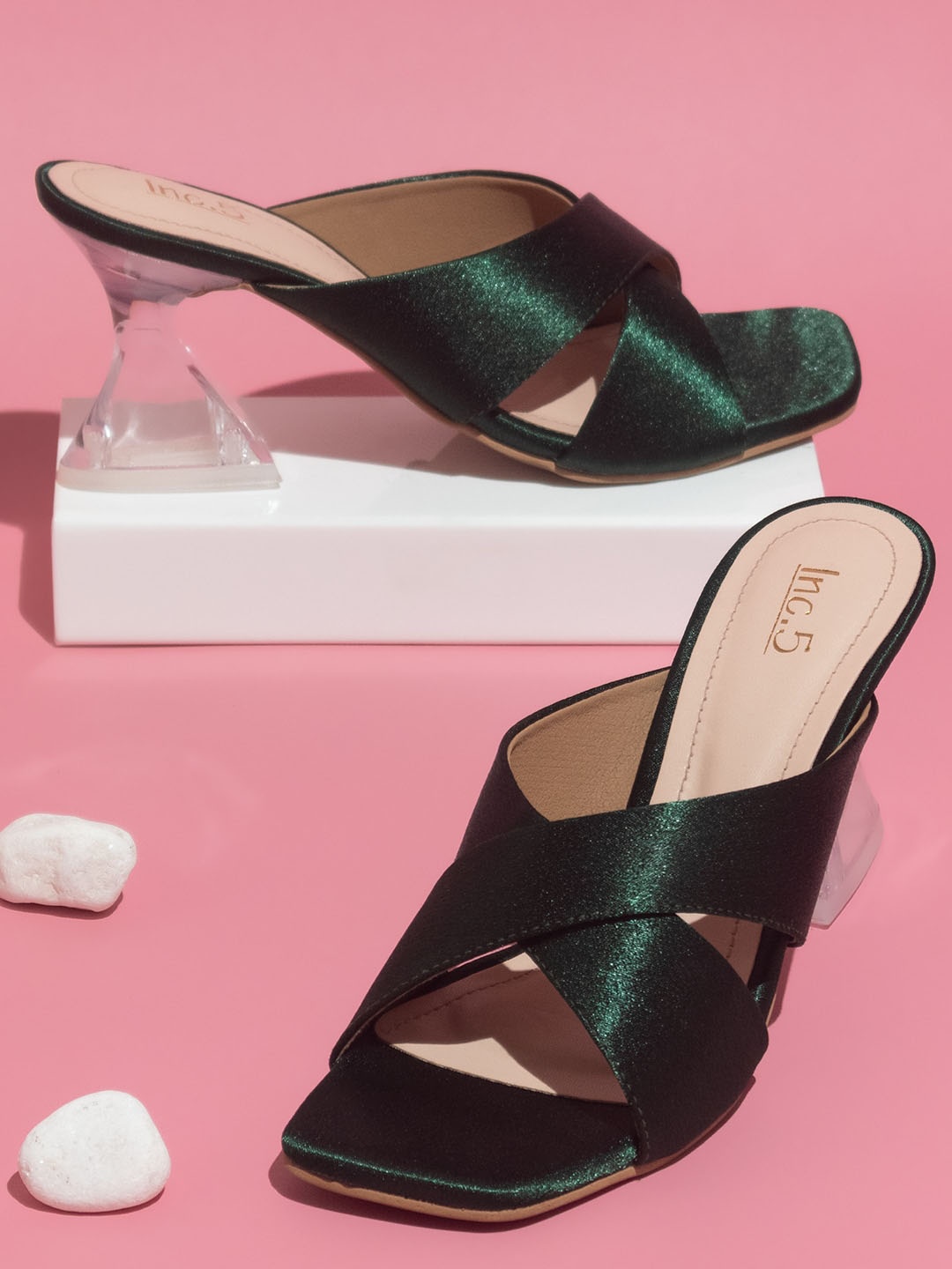 

Inc 5 Square Toe Kitten Heels, Green