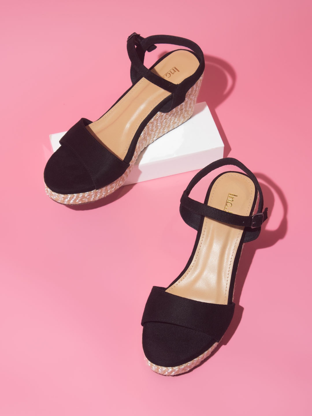 

Inc 5 Textured Wedge Heels With Backstrap, Black