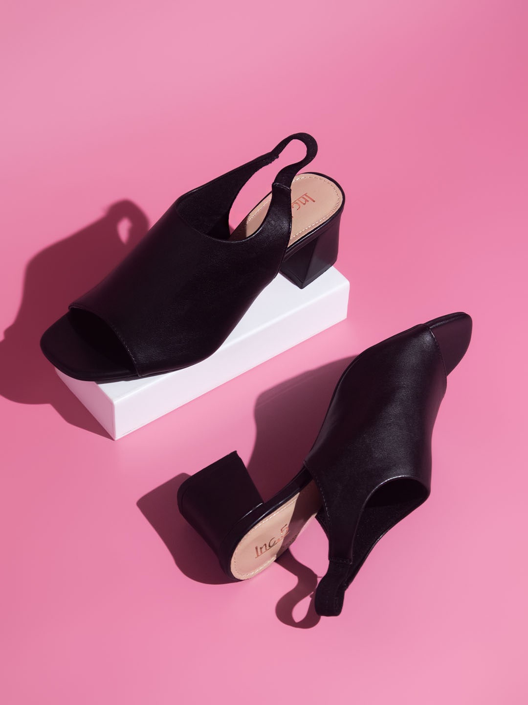 

Inc 5 Block Peep Toes With Backstrap, Black