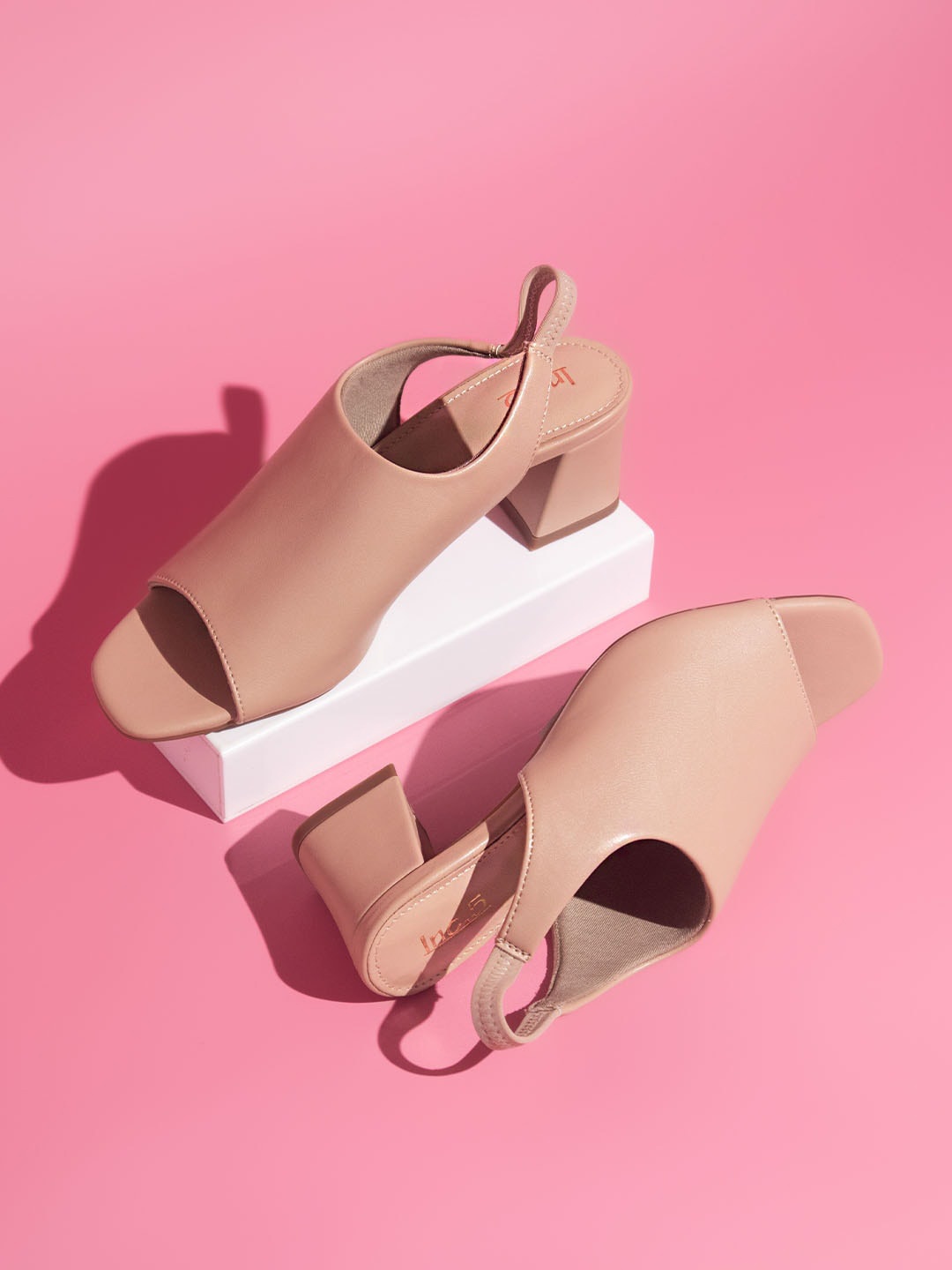 

Inc 5 Open Toe Block Heel Mules, Beige
