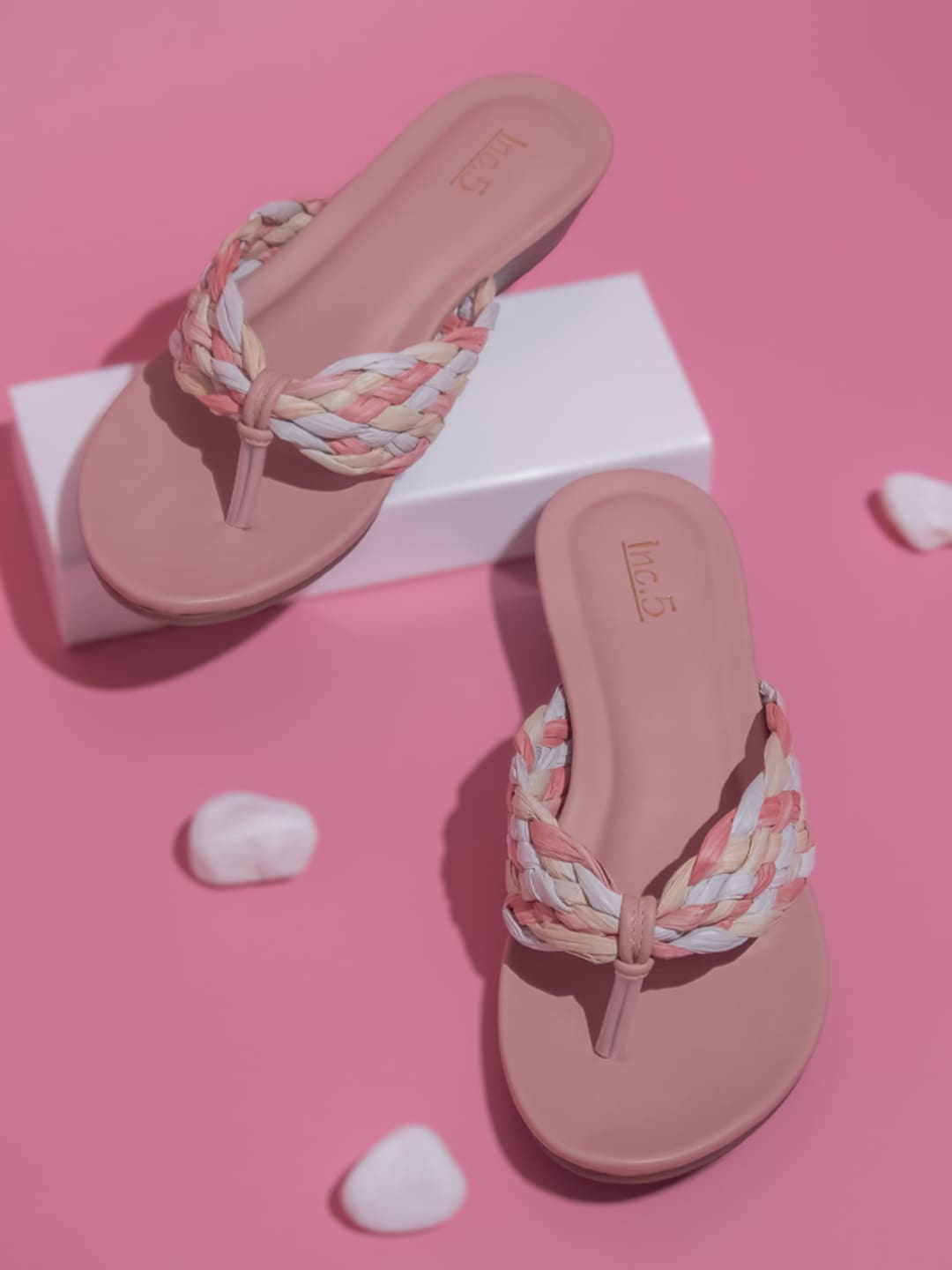 

Inc 5 Textured Open Toe Wedge Heels, Peach