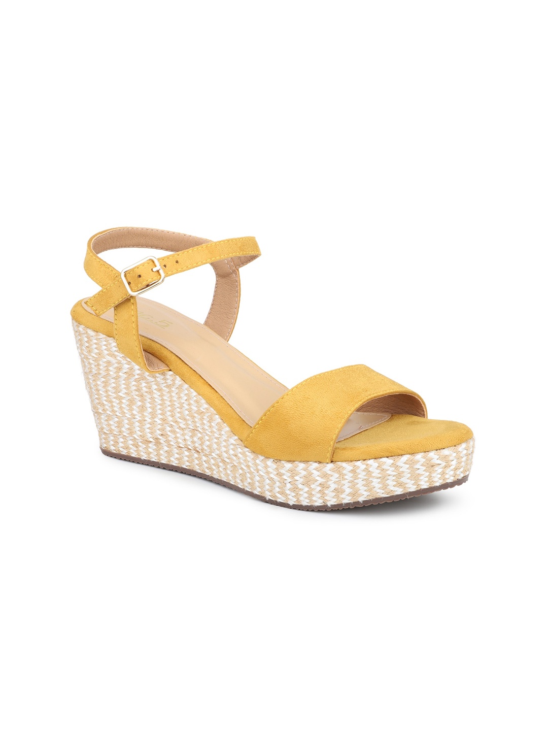

Inc 5 Textured Wedge Heels With Backstrap, Yellow