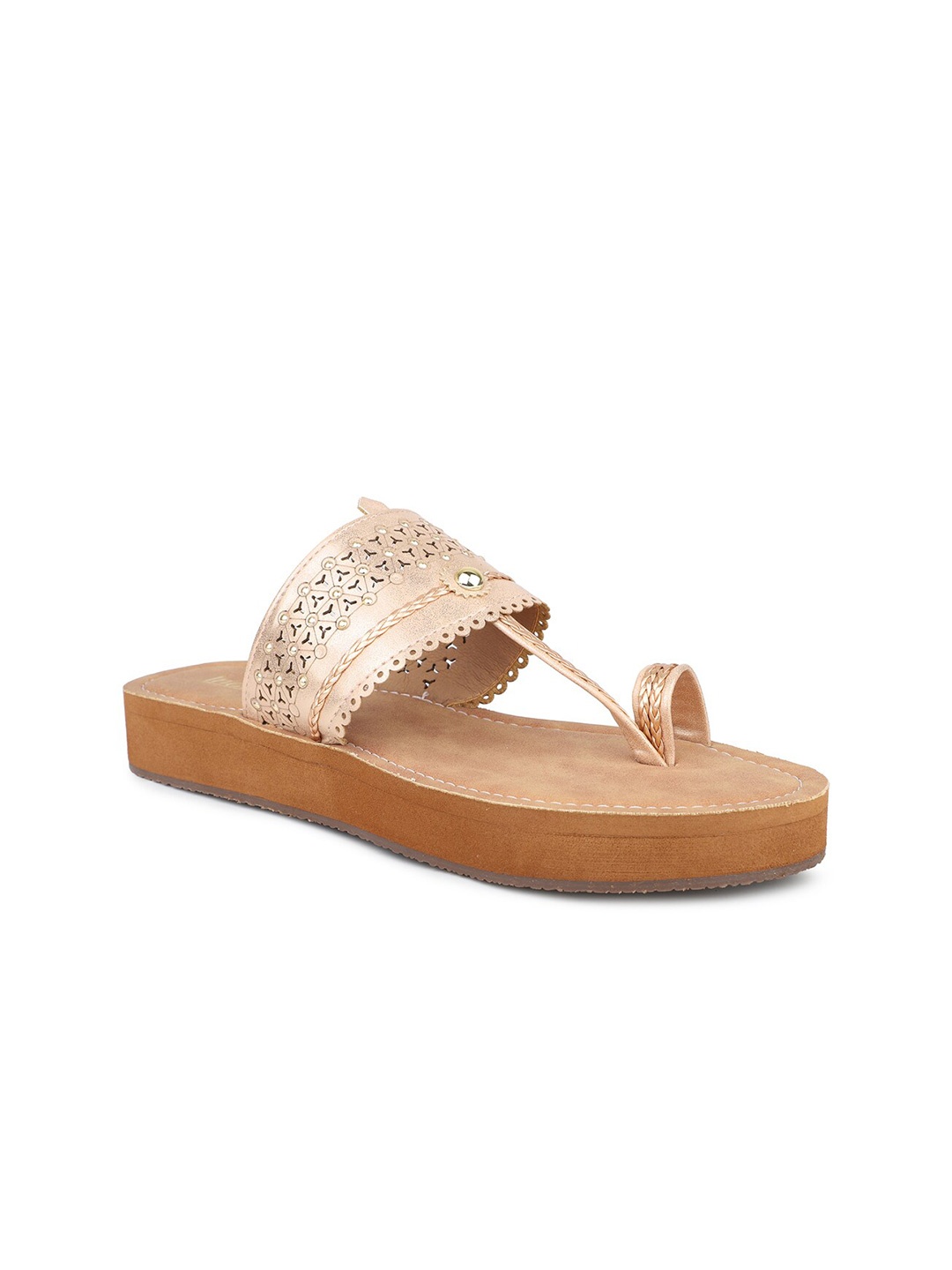 

Inc 5 Embellished One Toe Comfort Heels With Laser Cuts, Gold
