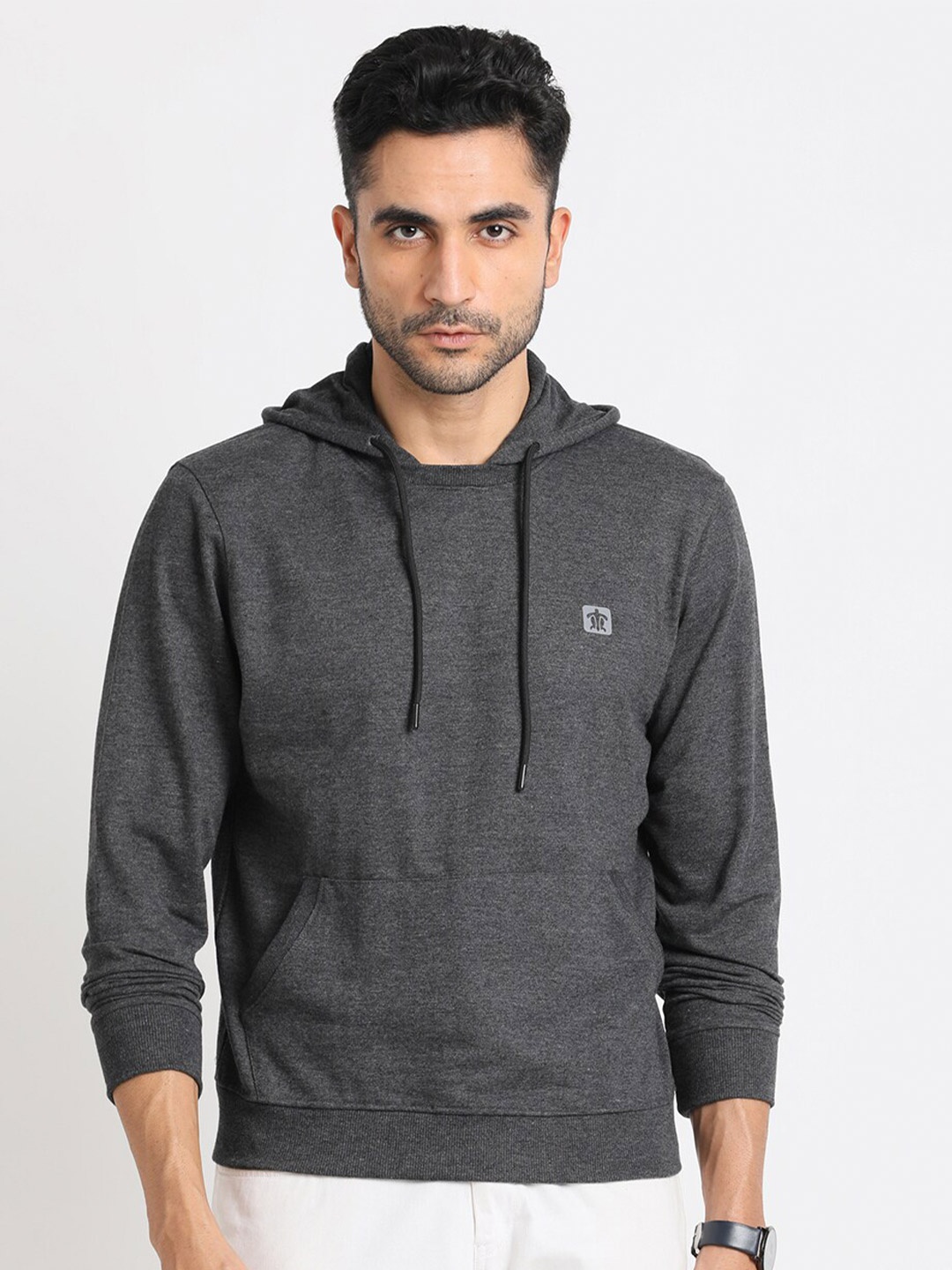 

Turtle Hooded Cotton Sweatshirt, Charcoal