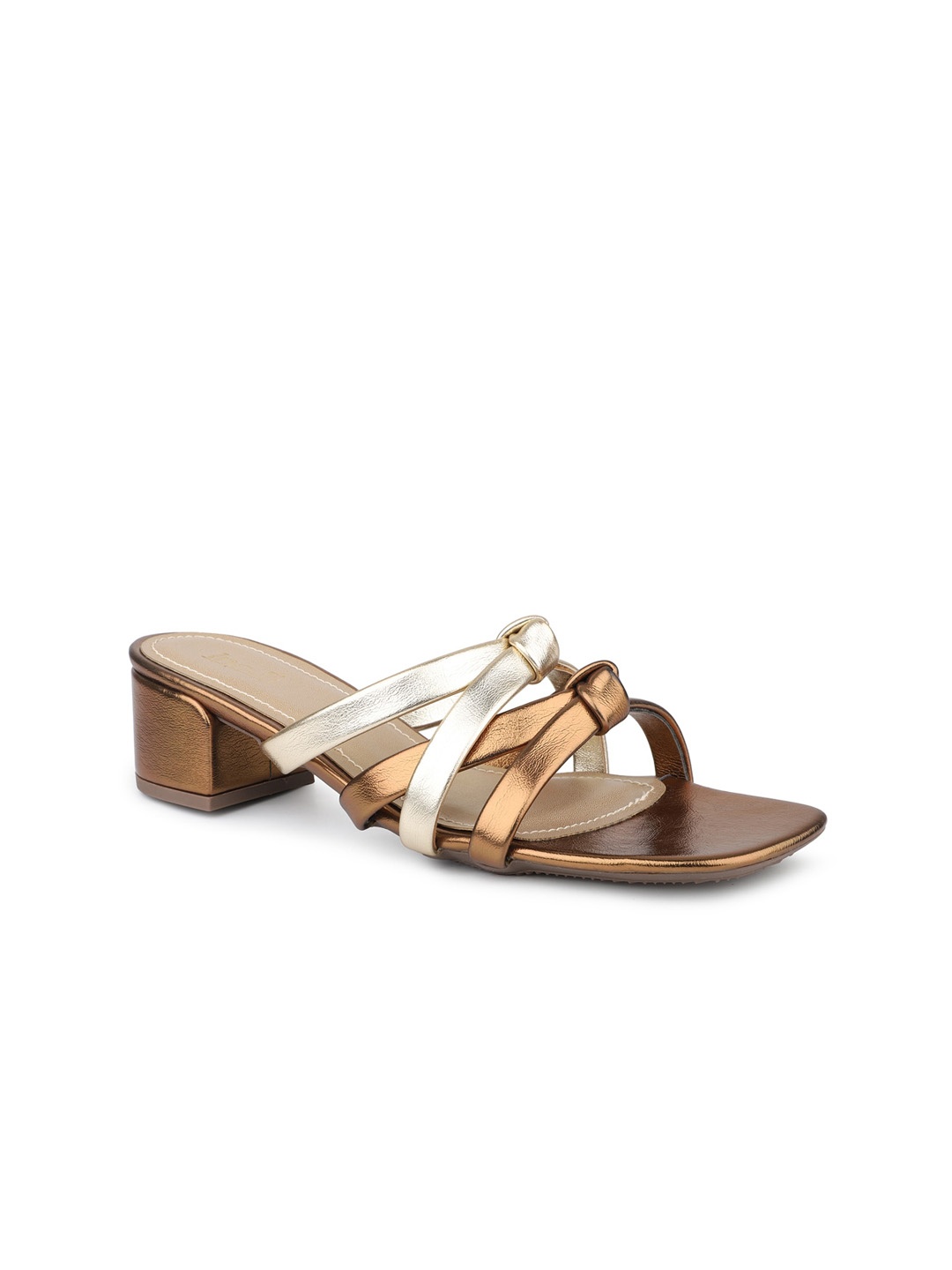 

Inc 5 Colourblocked Party Block Heels, Gold