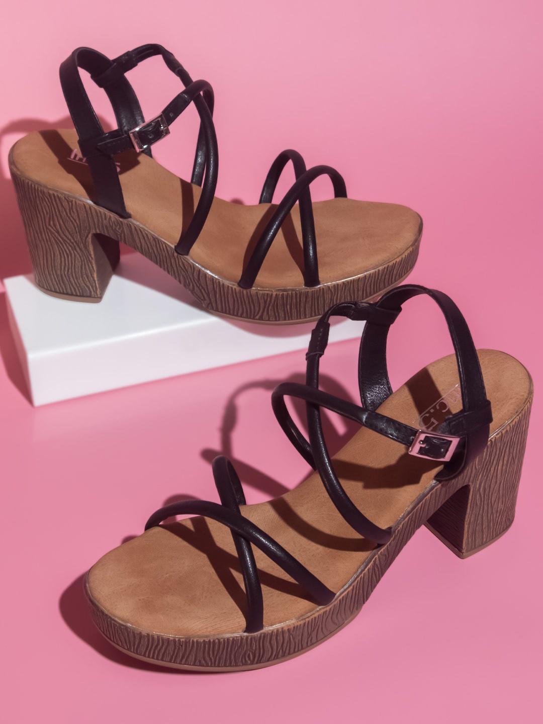 

Inc 5 Block Heels With Backstrap, Black