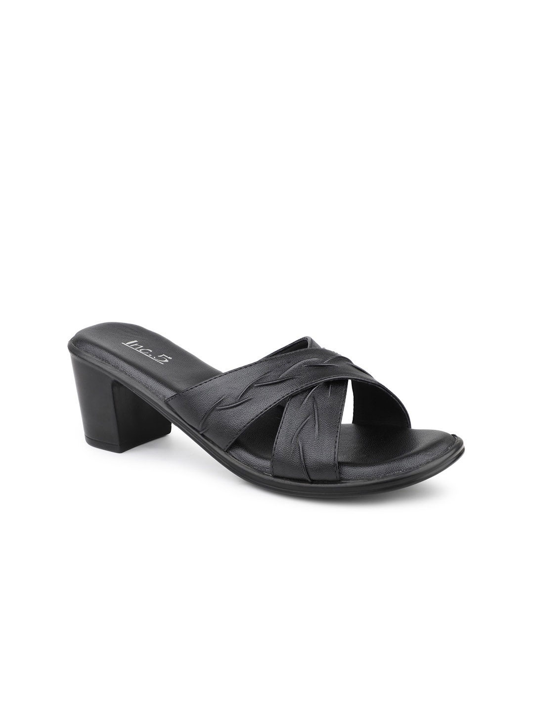 

Inc 5 Textured Open Toe Block Heels, Black