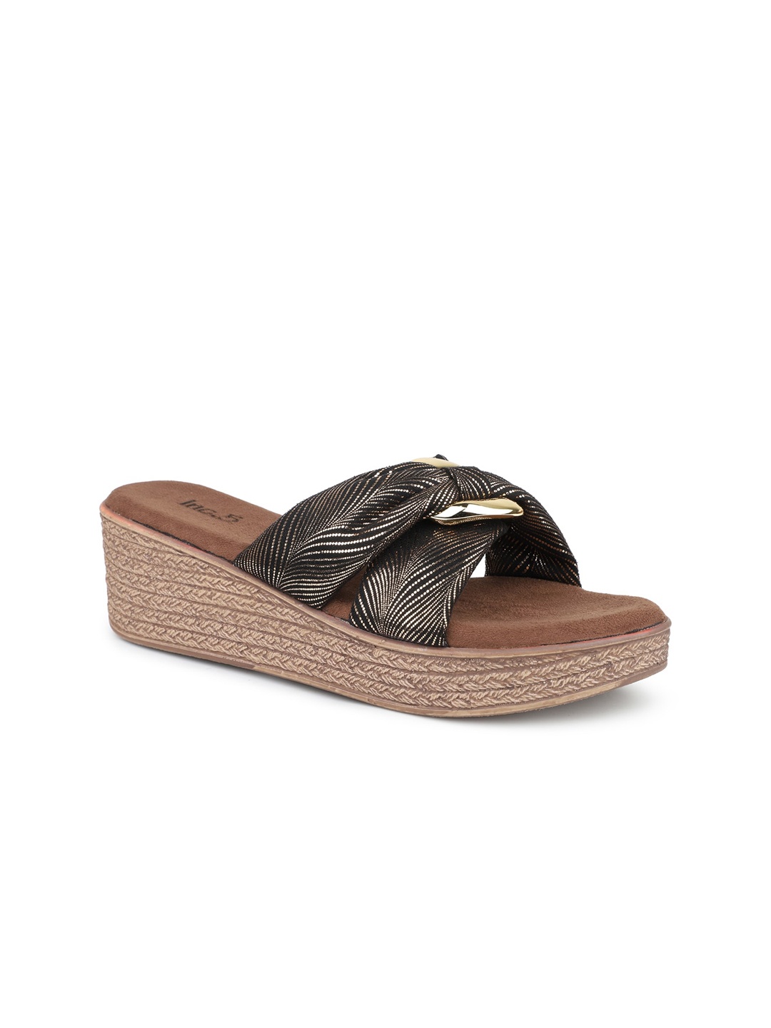 

Inc 5 Embellished Cross-Strap Wedge Heels, Black