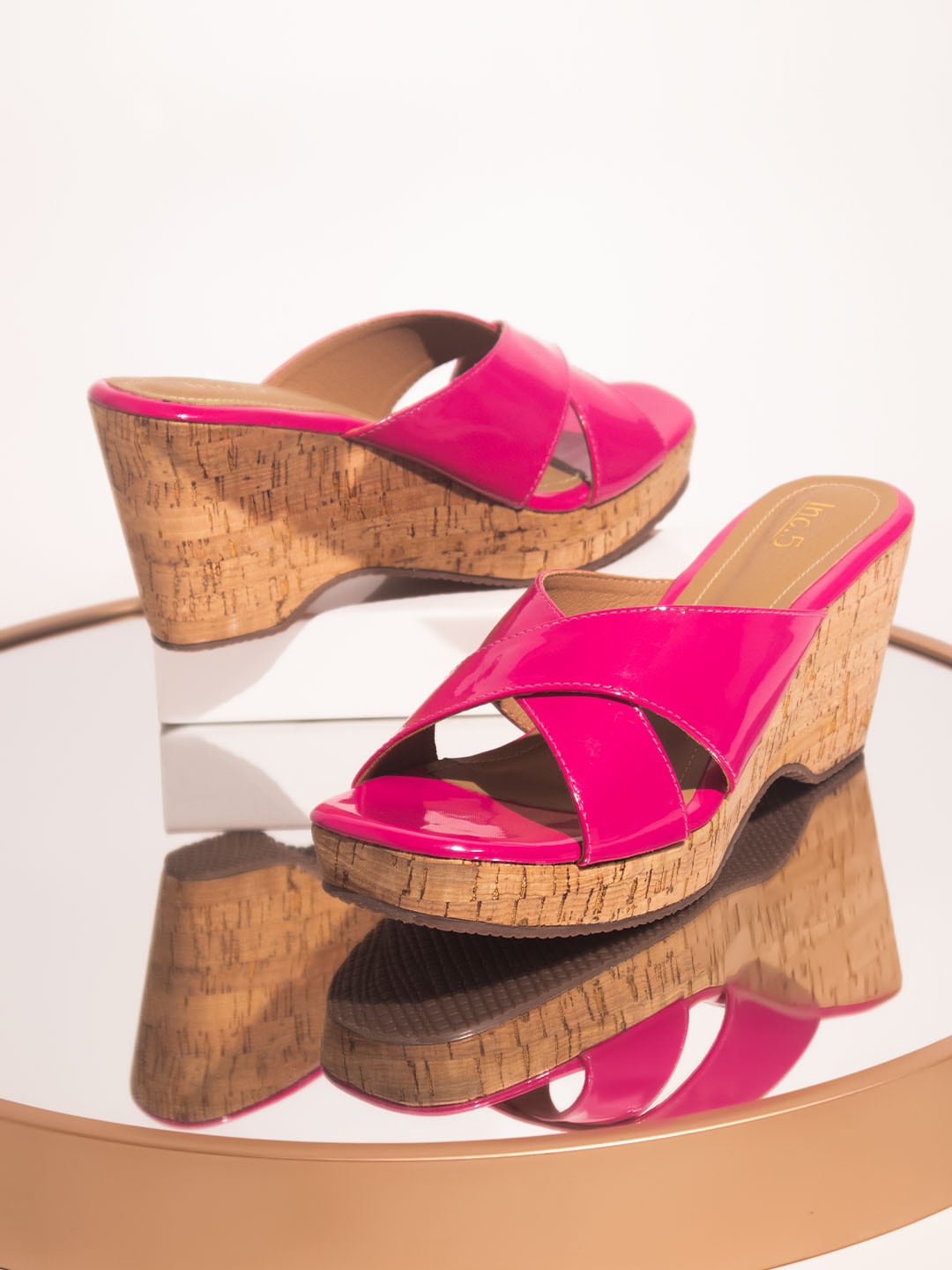 

Inc 5 Cross Strap Open Toe Platform Heels, Pink