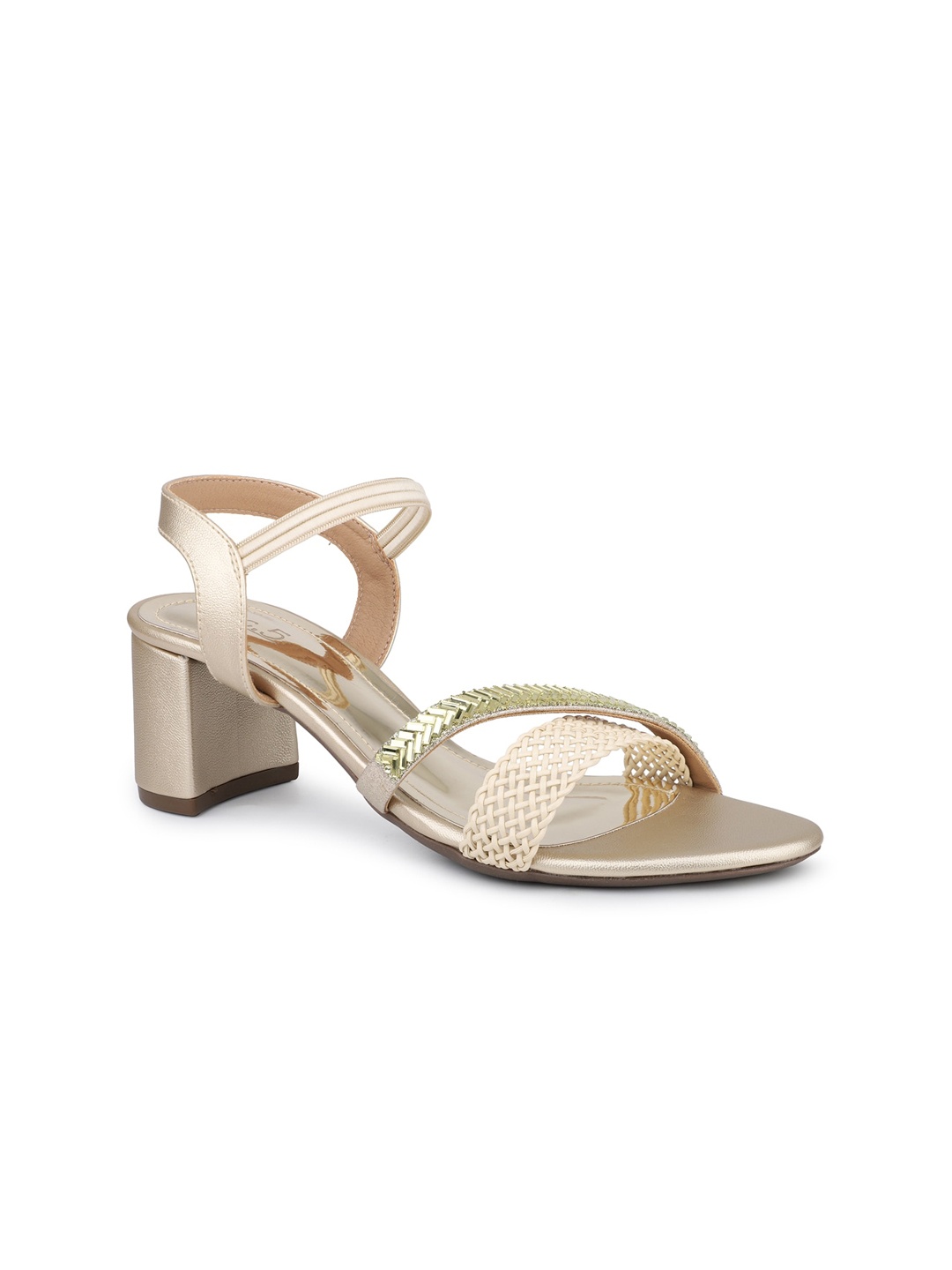 

Inc 5 Embellished Open Toe Block Heels, Gold
