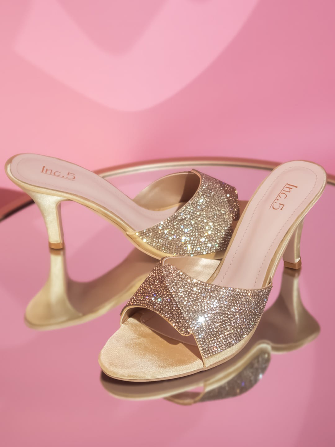 

Inc 5 Embellished Party Slim Heels, Beige