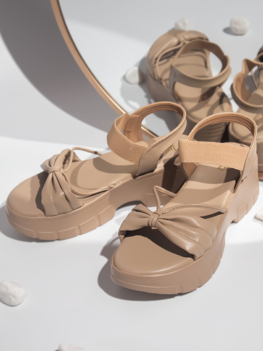 

Inc 5 Textured Open Toe Platform Heels, Beige