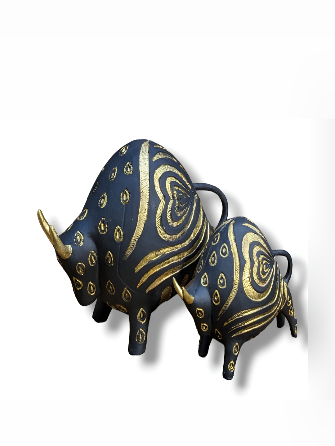

NB Decors Black & Gold Toned 2 Pieces Bull Figurine Showpieces