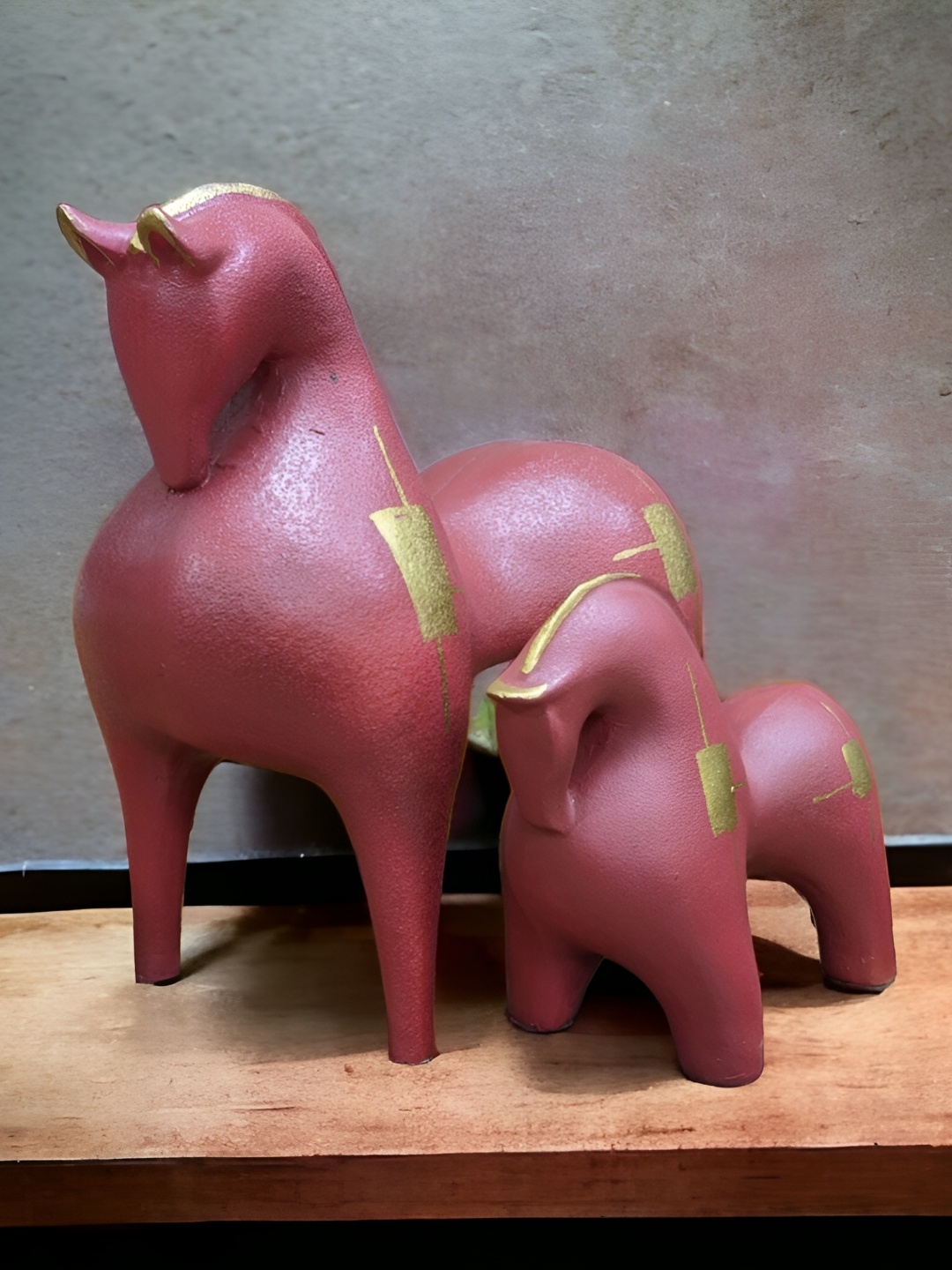 

NB Decors Red & Gold 2 Pieces Polyresin Figurine Showpiece