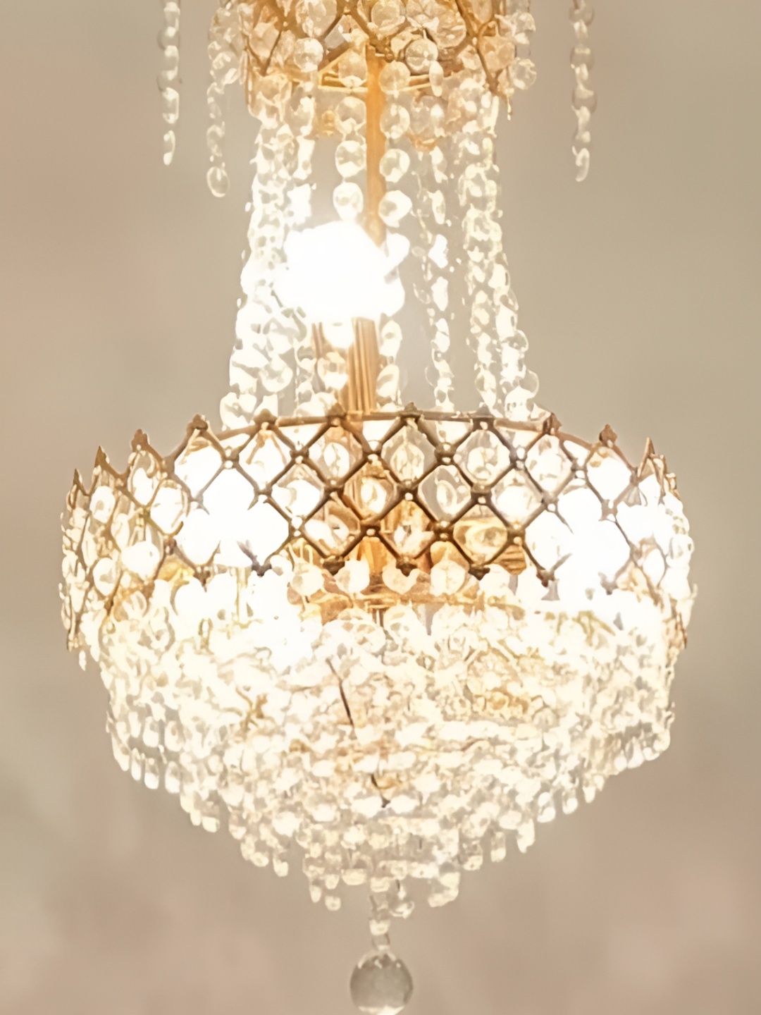 

SHRI MAHAL ANTIQUES Gold-Toned Textured Contemporary Ceiling Lamp