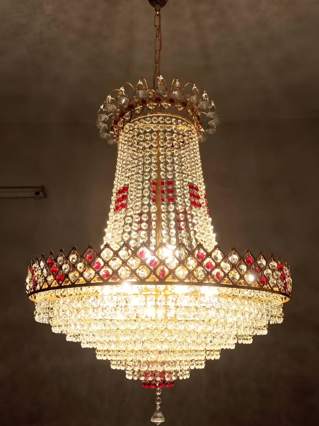 

SHRI MAHAL ANTIQUES Gold-Toned Textured Contemporary Ceiling Lamp