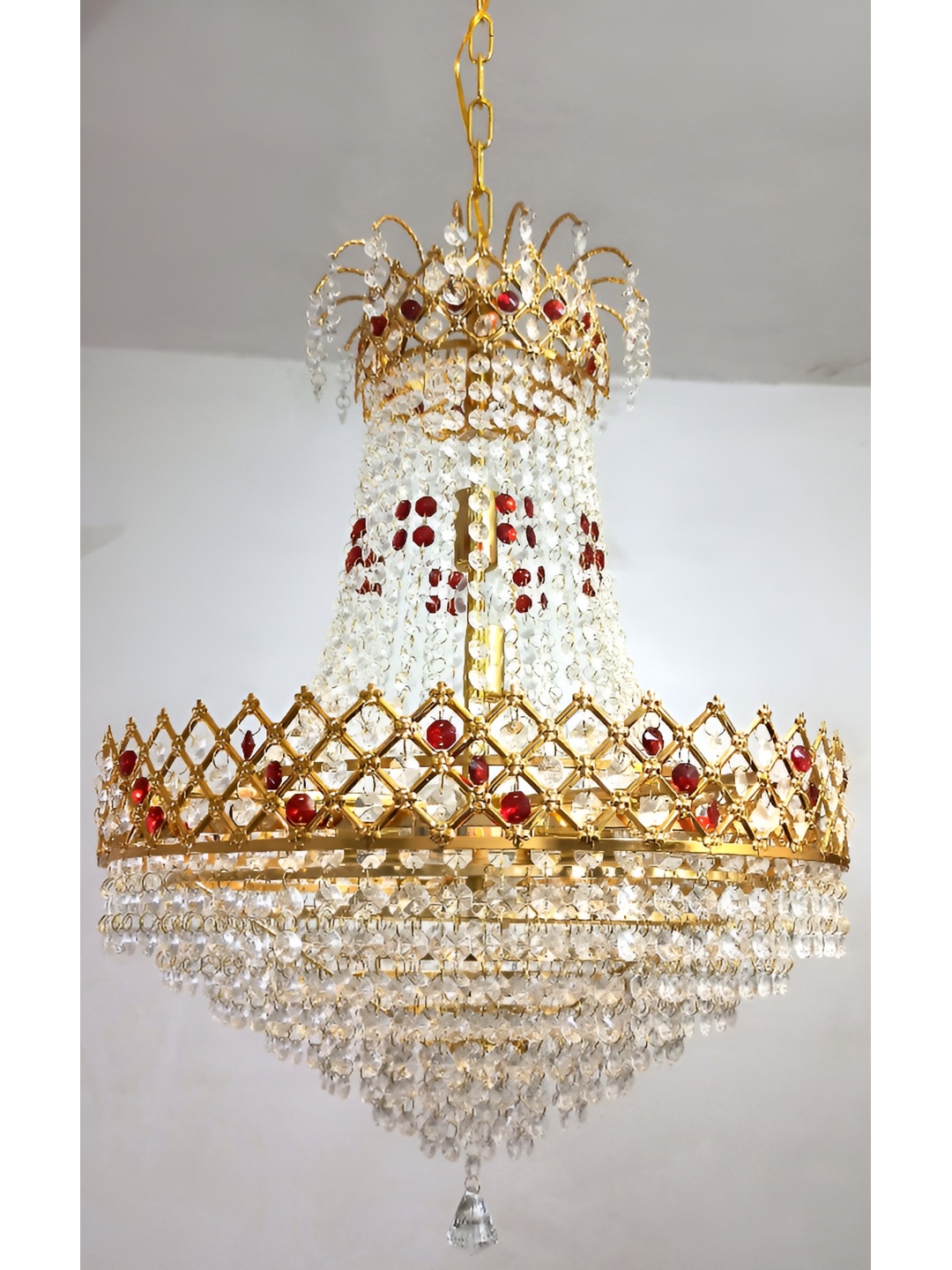 

SHRI MAHAL ANTIQUES Gold-Toned Textured Contemporary Ceiling Lamp
