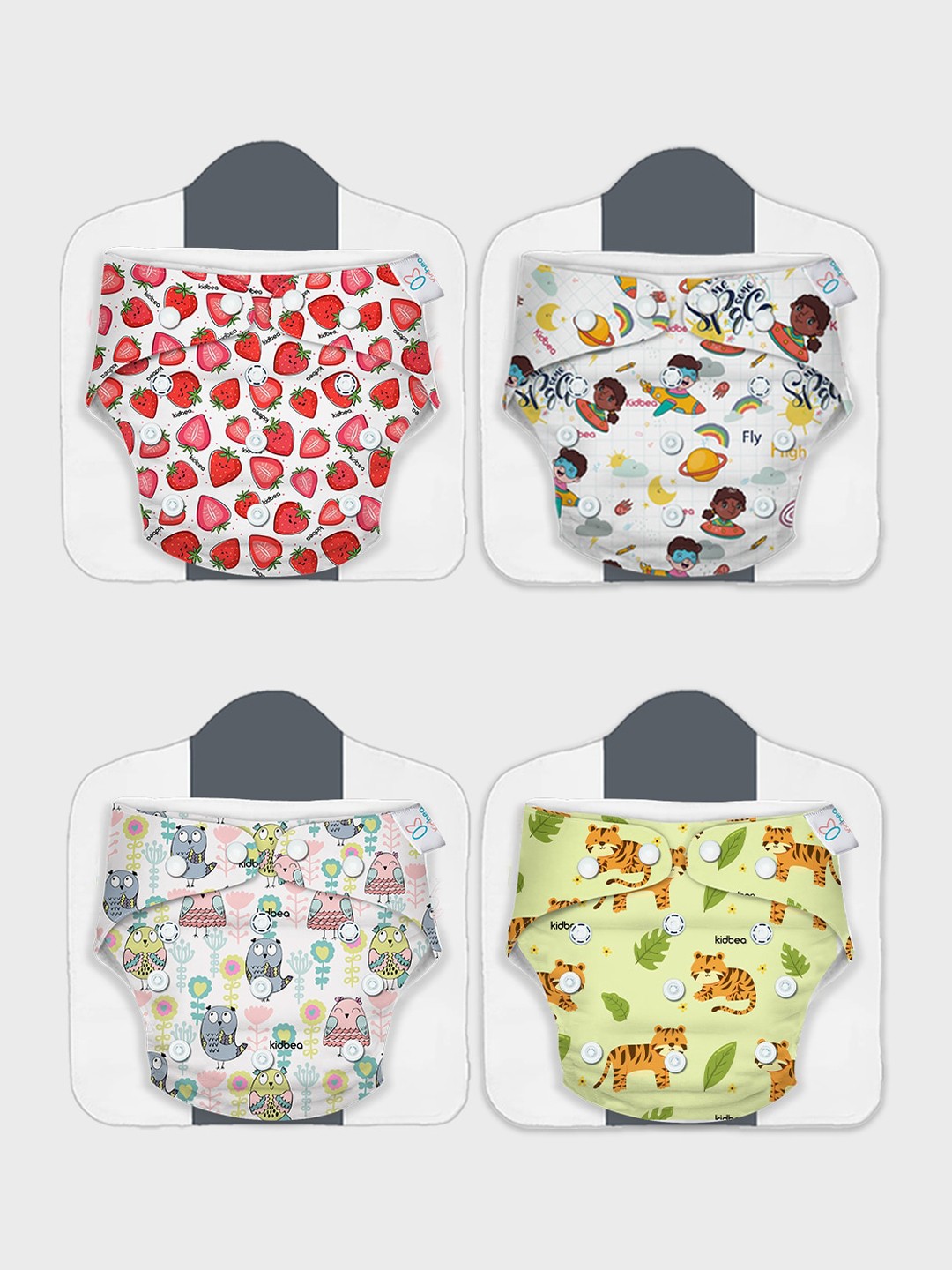 

Kidbea Premium 4-Pcs Quick Dry Ultra Thin Pad Cloth Diapers, White