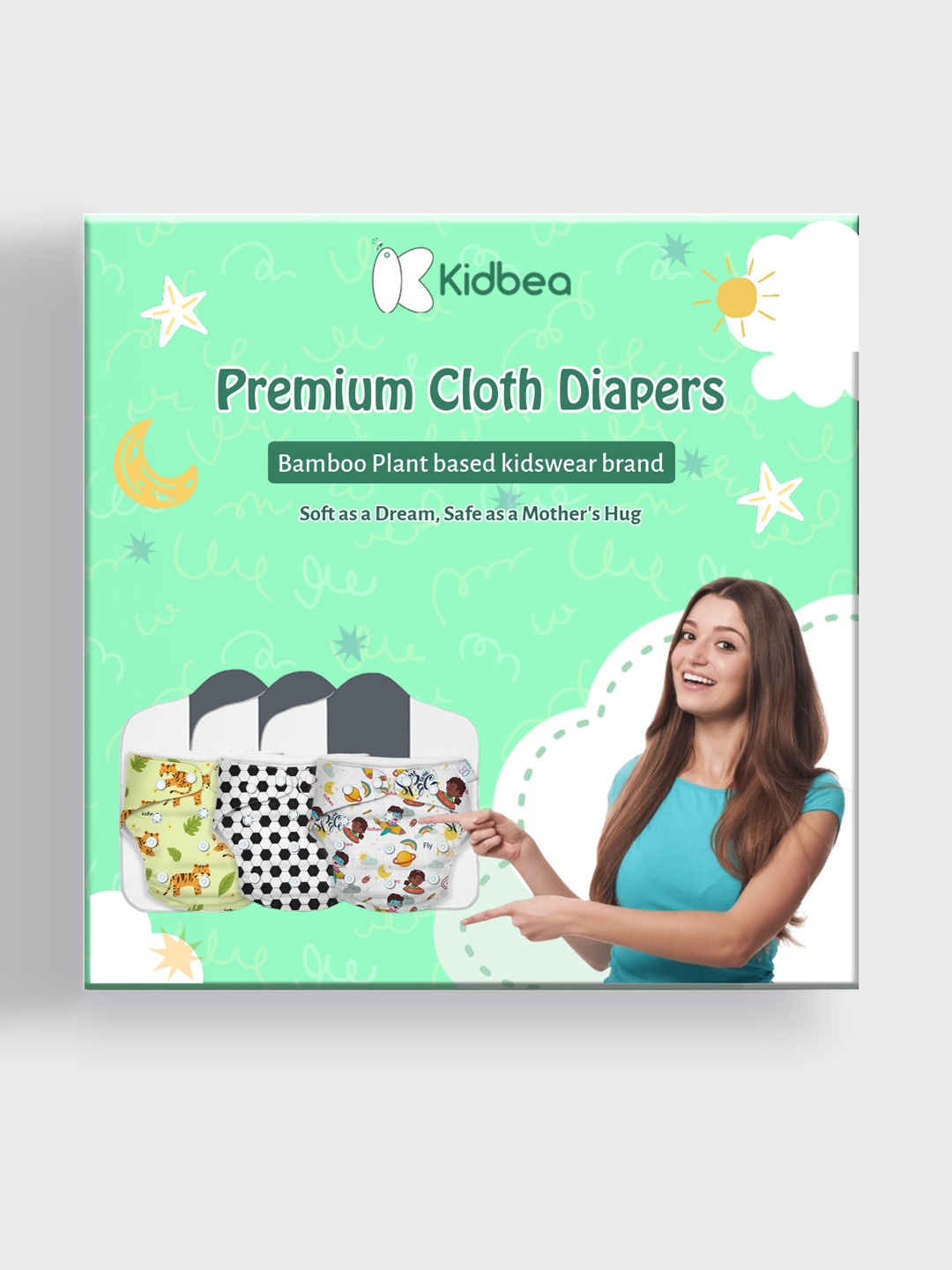 

Kidbea Premium 3-Pcs Quick Dry Ultra Thin Pad Cloth Diapers, Yellow