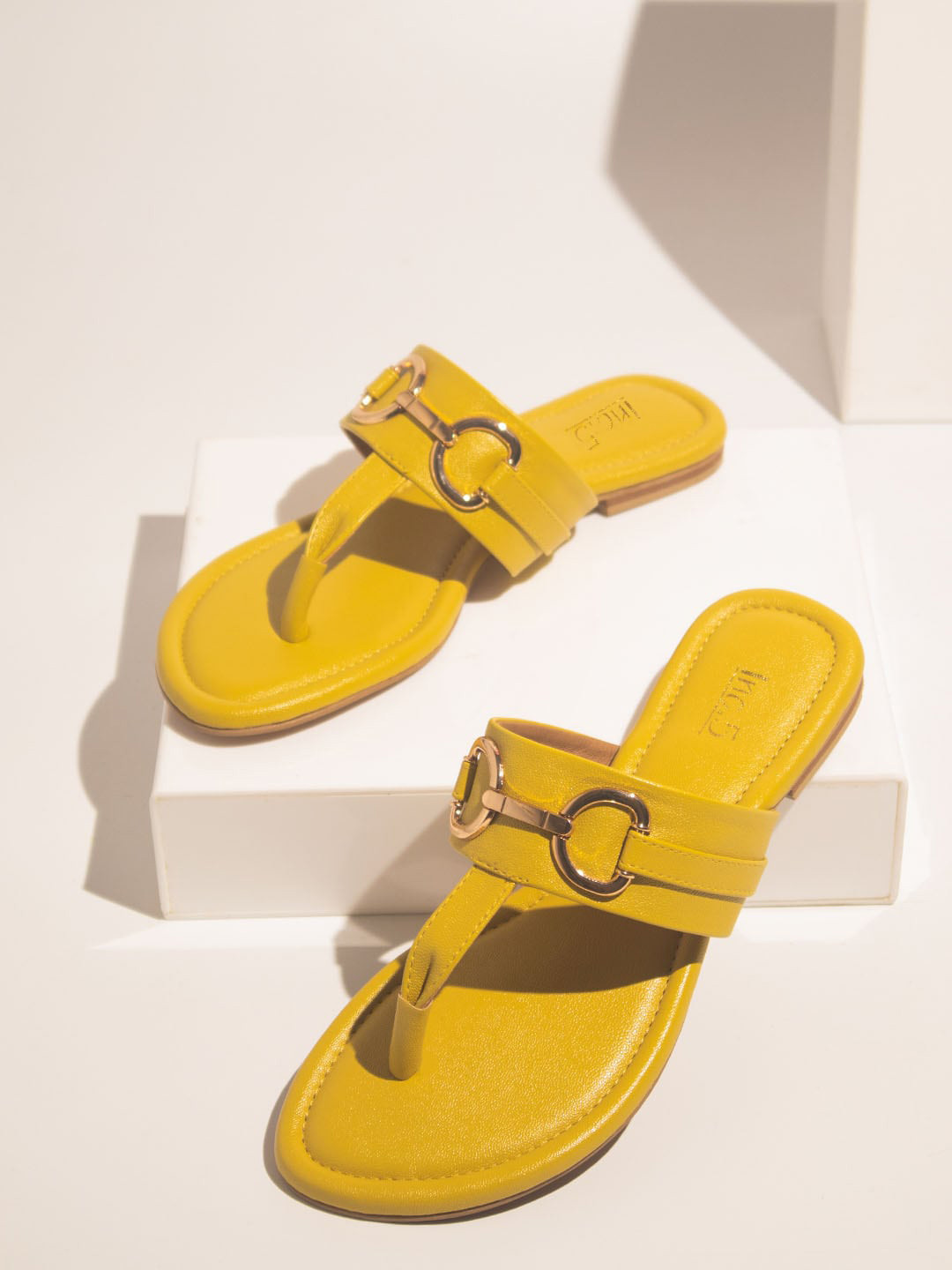 

Inc 5 Embellished T-Strap Flats, Yellow