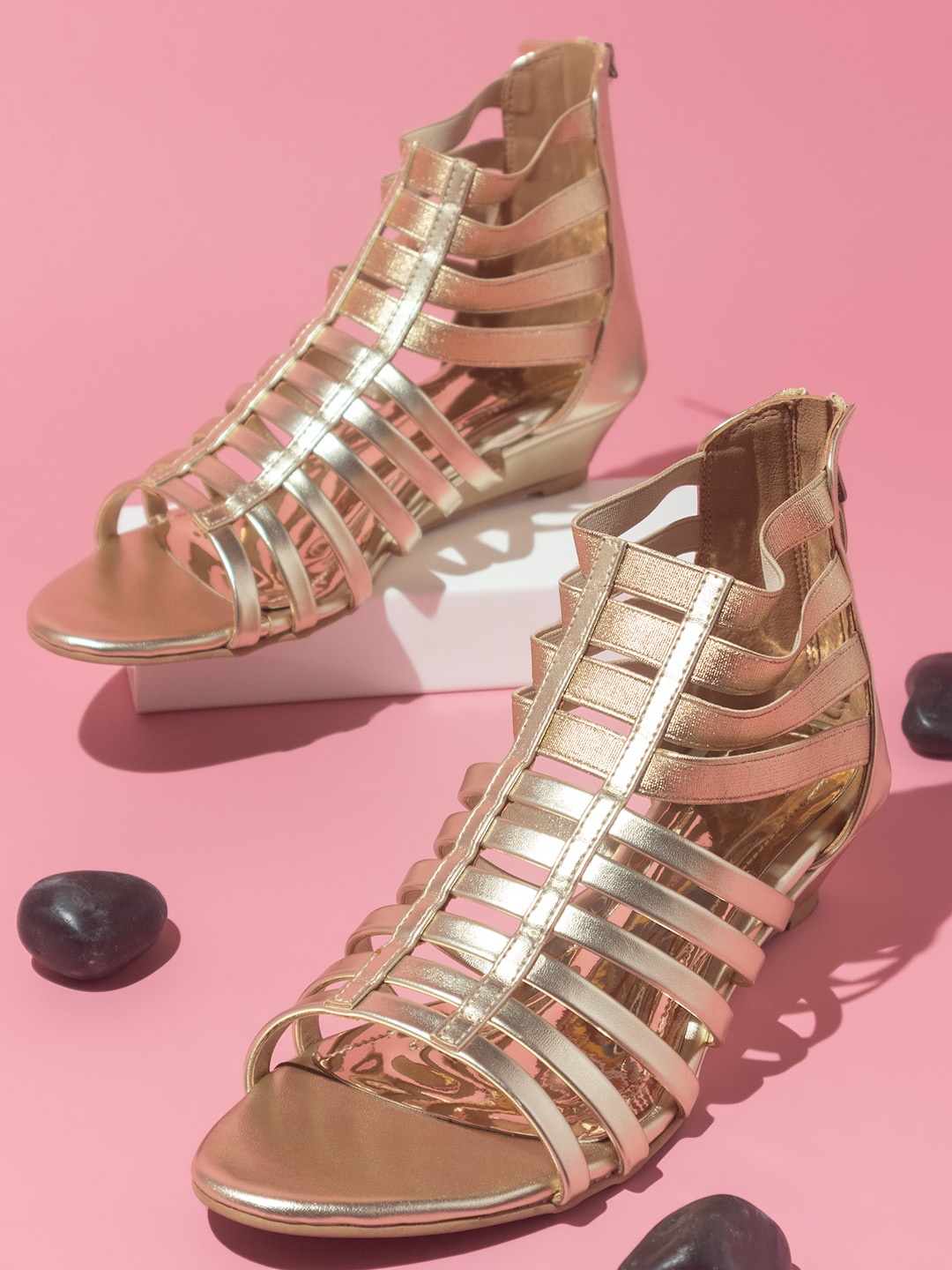 

Inc 5 Embellished Zip Gladiators, Gold