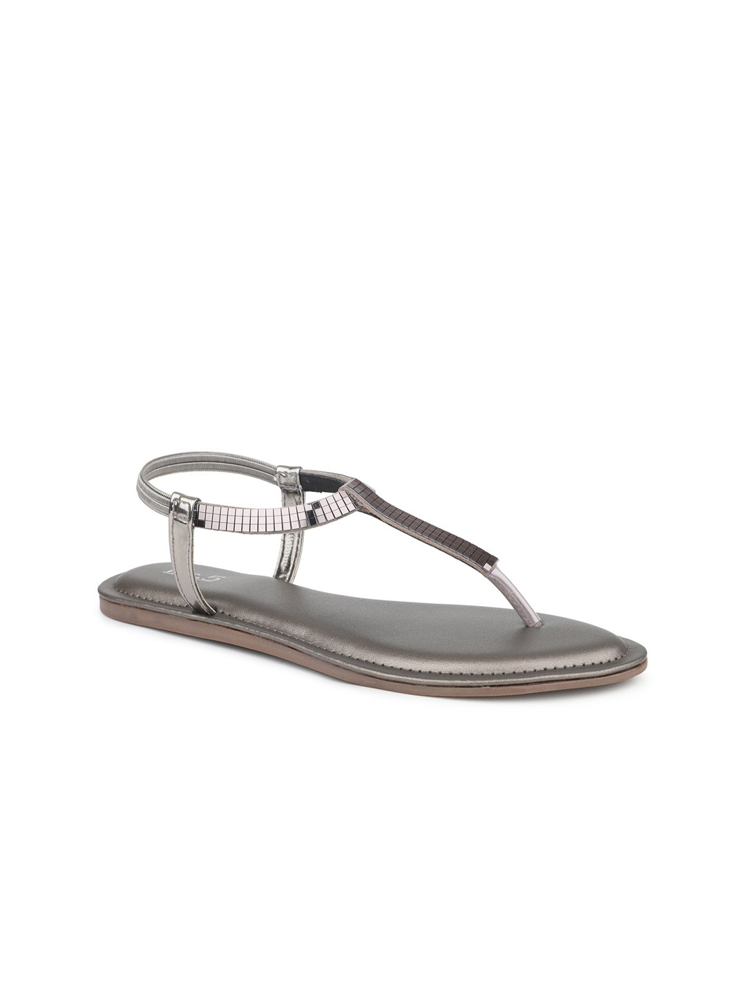 

Inc 5 Embellished T-Strap Flats With Backstrap, Grey