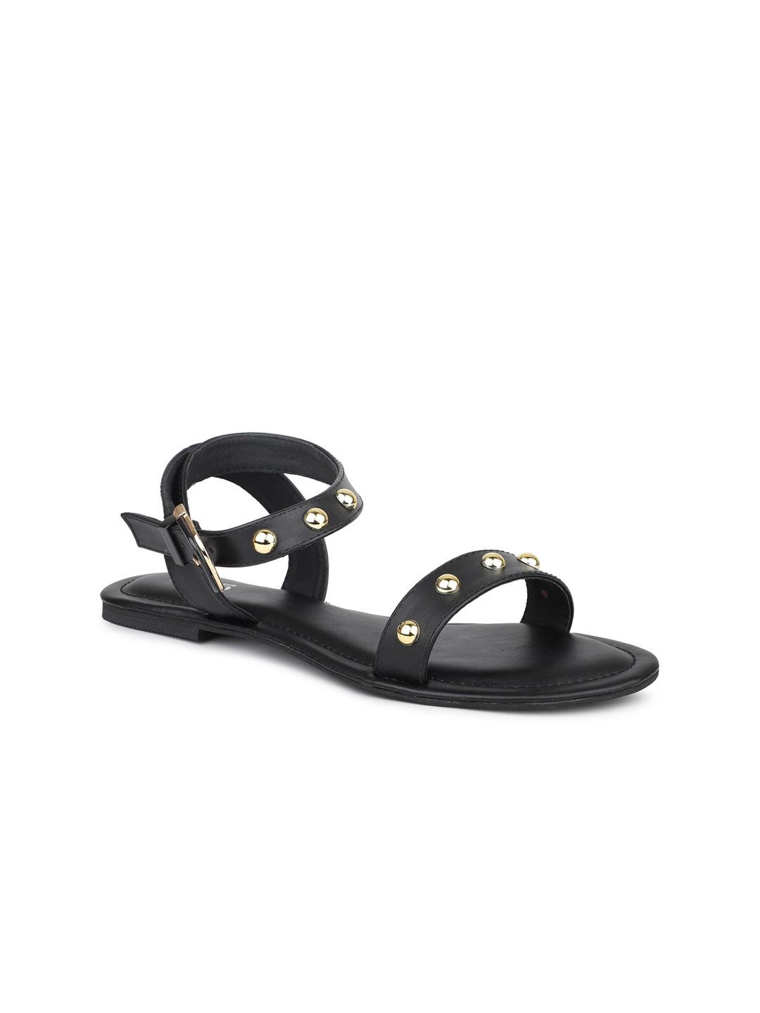 

Inc 5 Embellished Open Toe Flats With Buckles, Black
