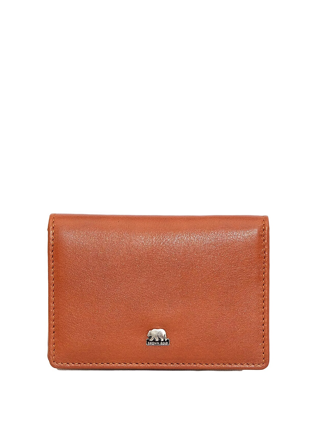 

BROWN BEAR Unisex Textured Leather Card Holder, Tan