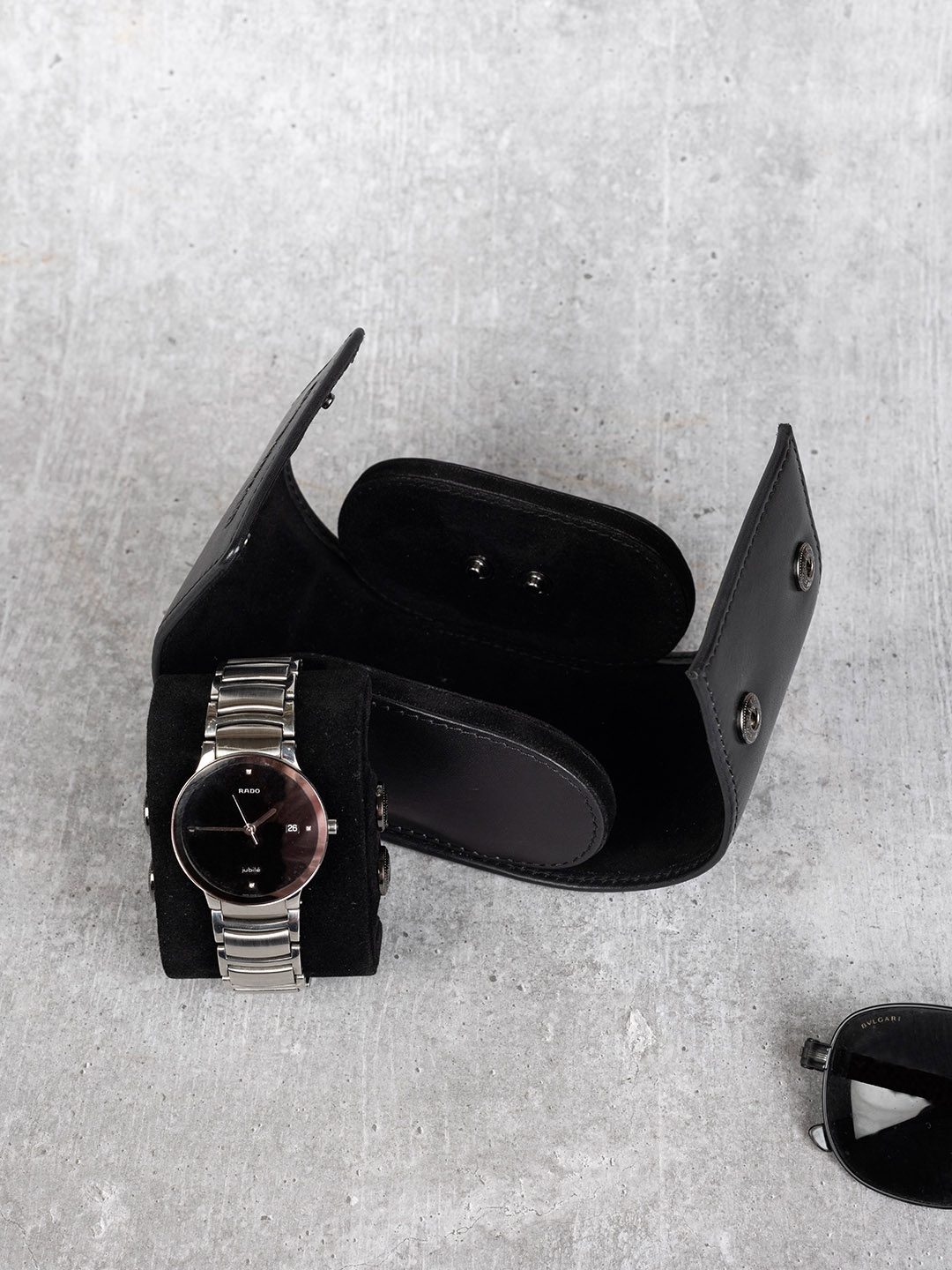 

BROWN BEAR Leather Watch Organiser, Black