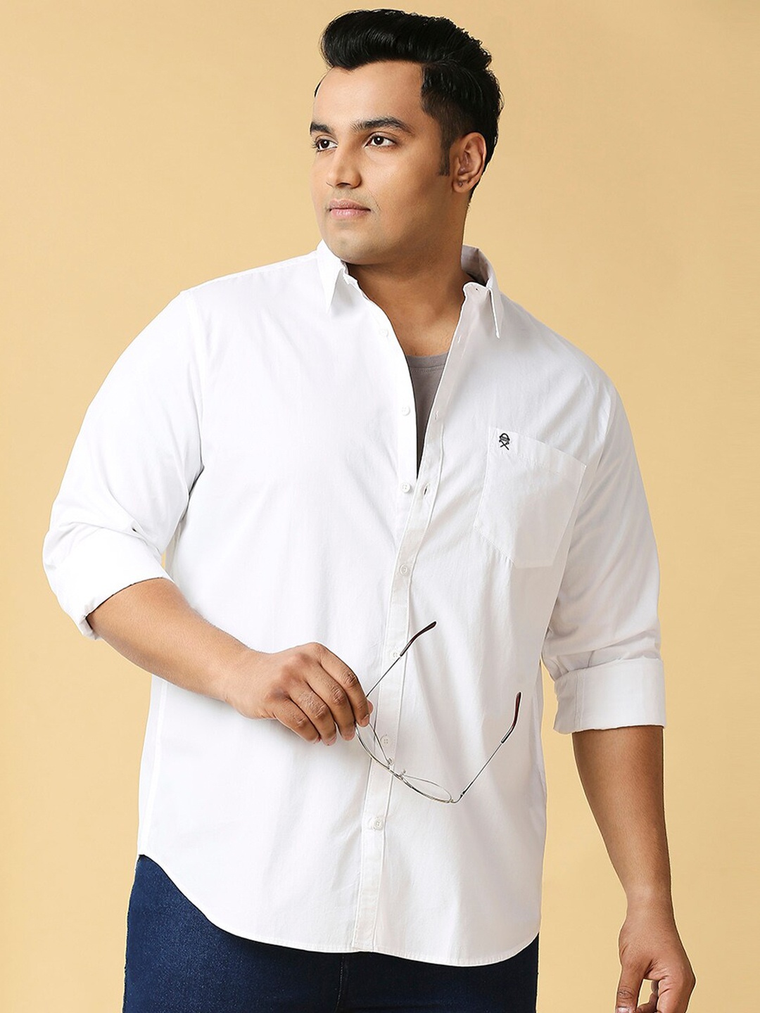 

Thomas Scott Plus Size Classic Spread Collar Pure Cotton Casual Shirt, White