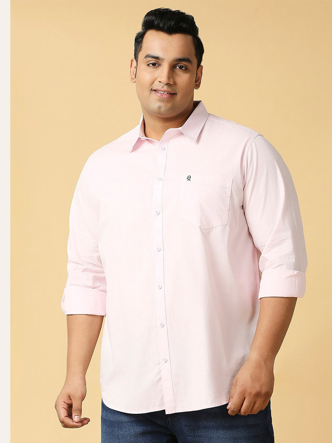 

Thomas Scott Plus Size Classic Spread Collar Pure Cotton Casual Shirt, Pink