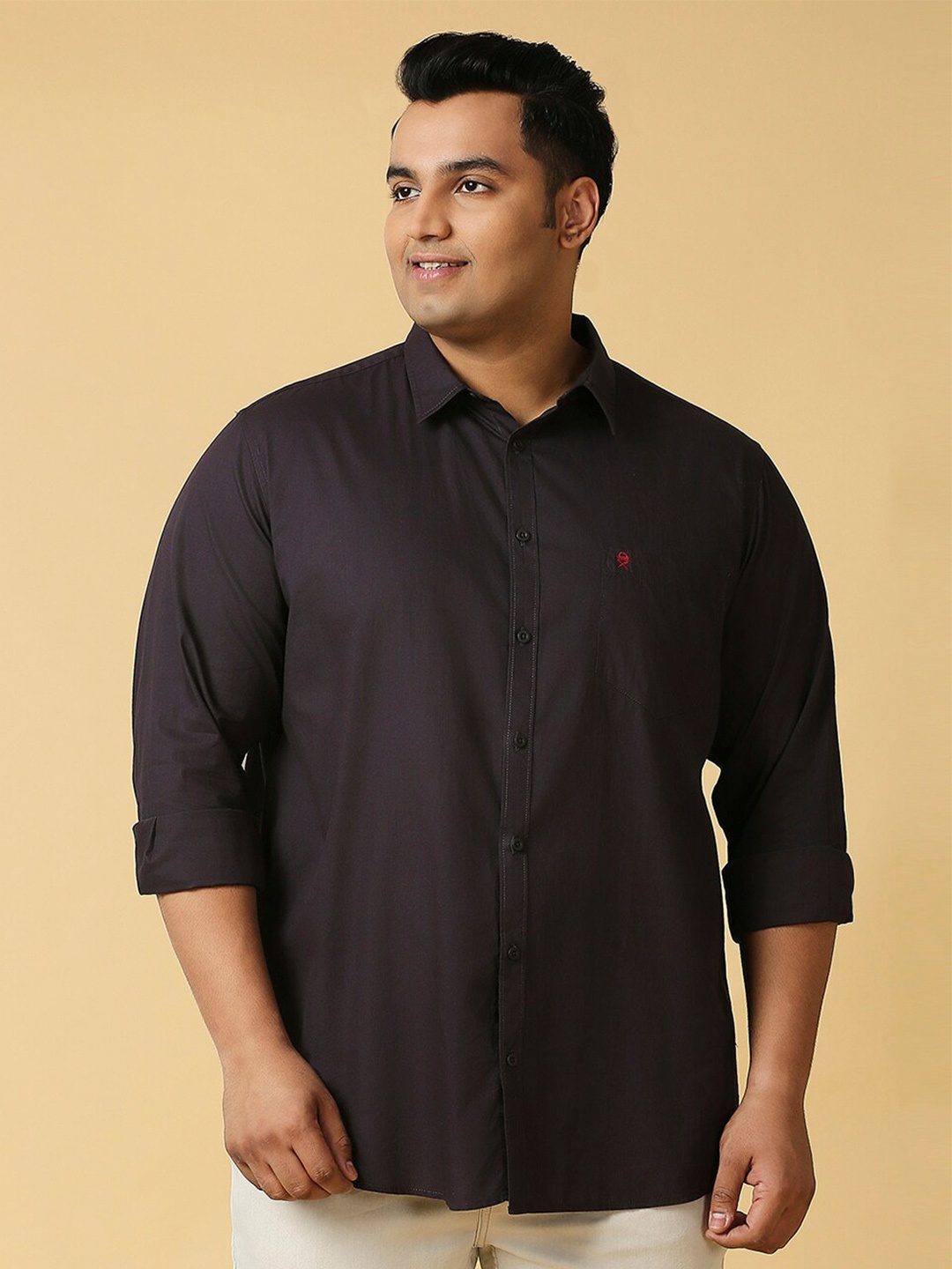 

Thomas Scott Plus Size Classic Spread Collar Pure Cotton Casual Shirt, Black
