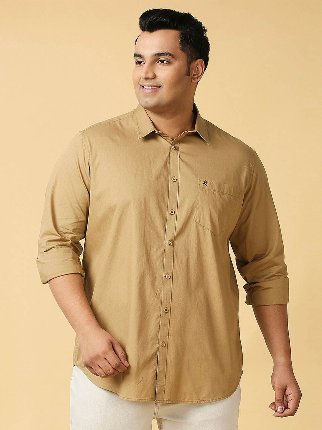 

Thomas Scott Spread Collar Classic Opaque Casual Pure Cotton Shirt, Khaki