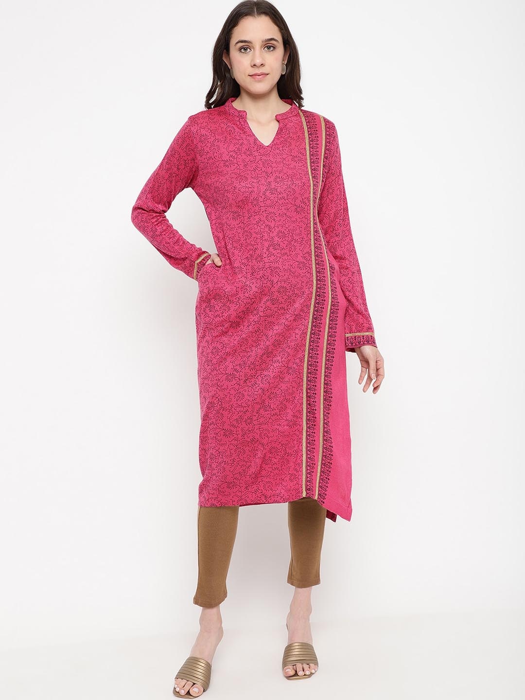

Be Indi Ethnic Motifs Printed Acrylic Kurta, Pink
