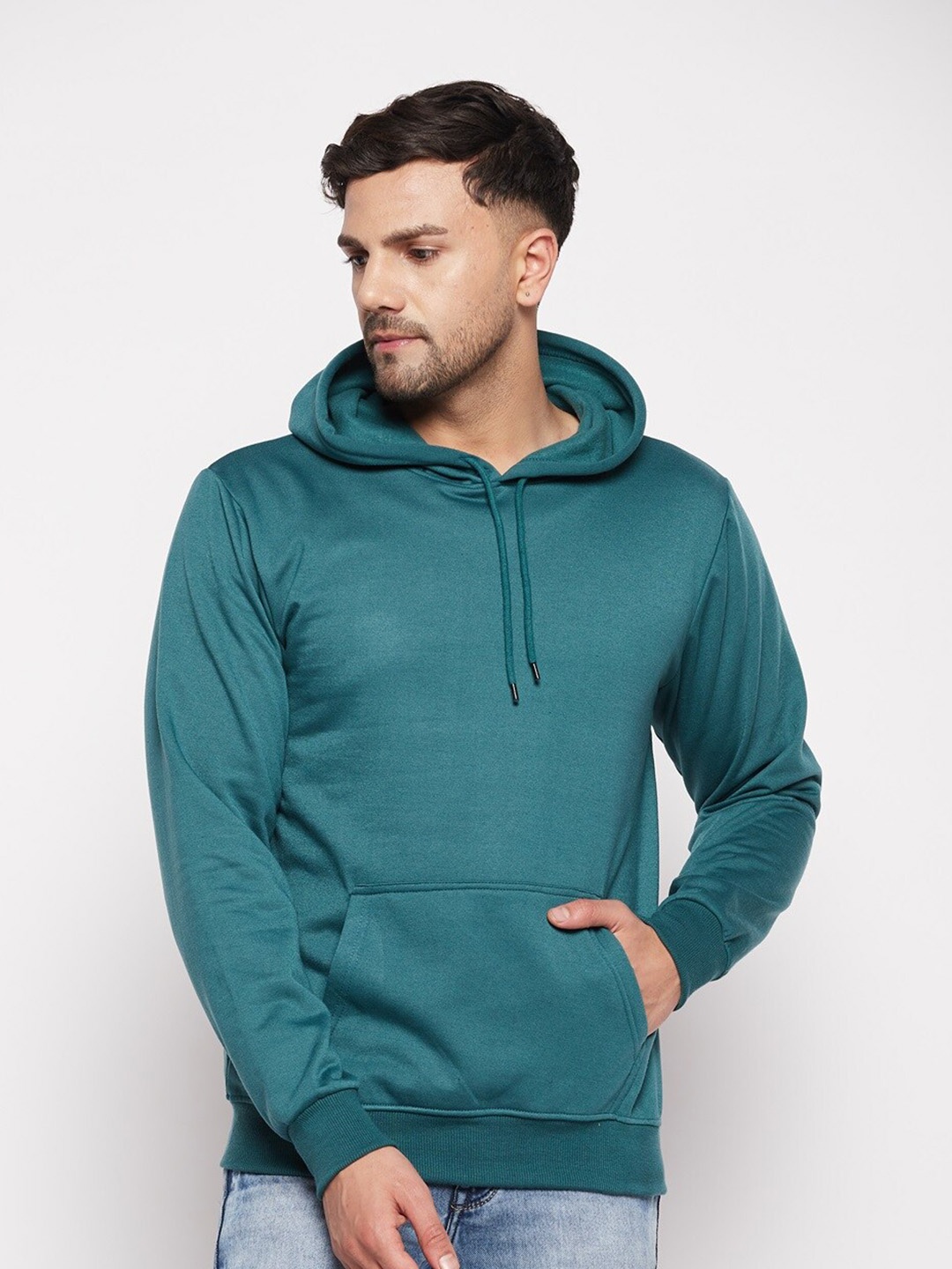 

STROP Hooded Neck Long Sleeve Regular Fit Cotton Pullover Sweatshirt, Green