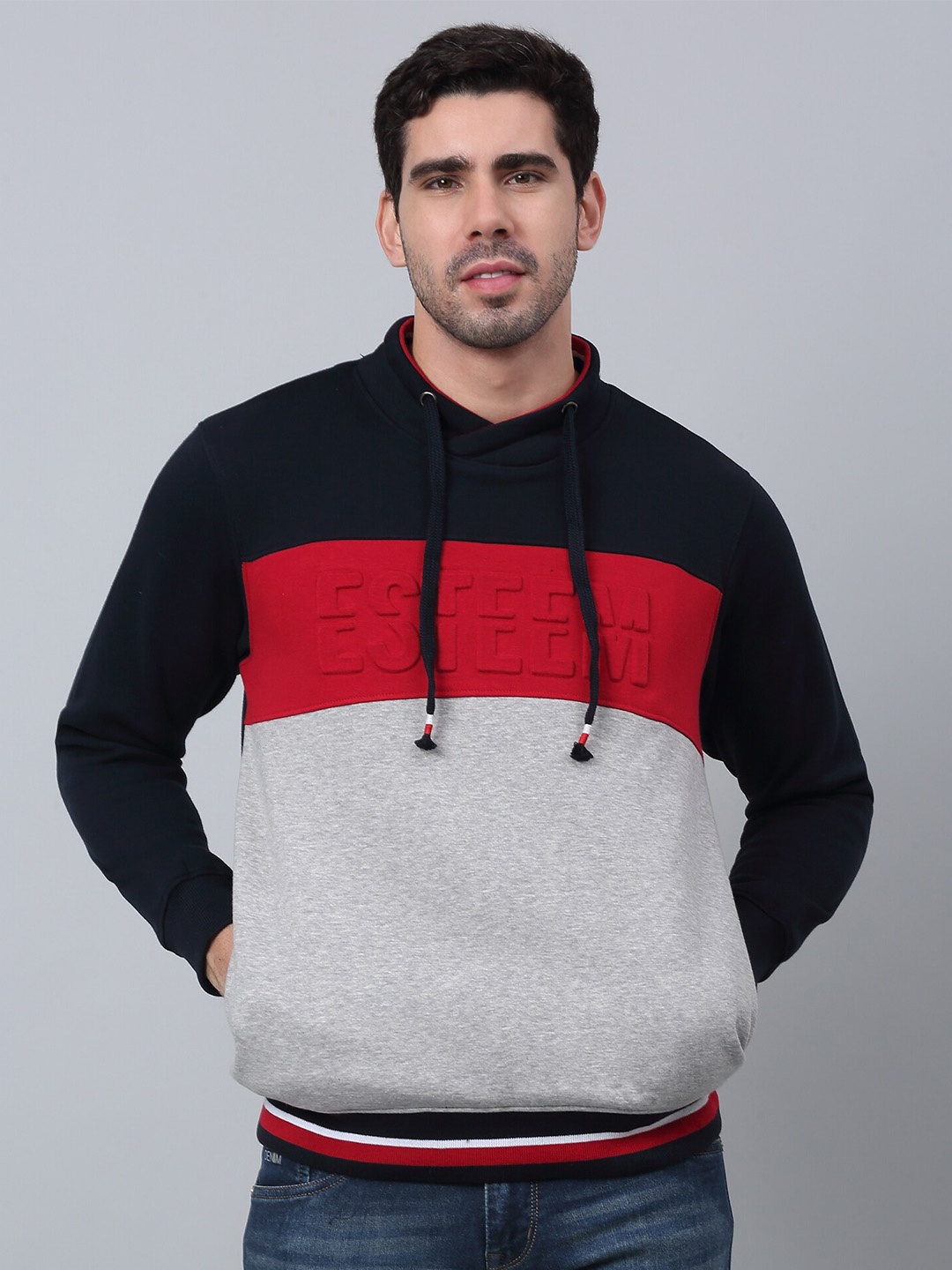 

Cantabil Colourblocked Fleece Pullover, Grey