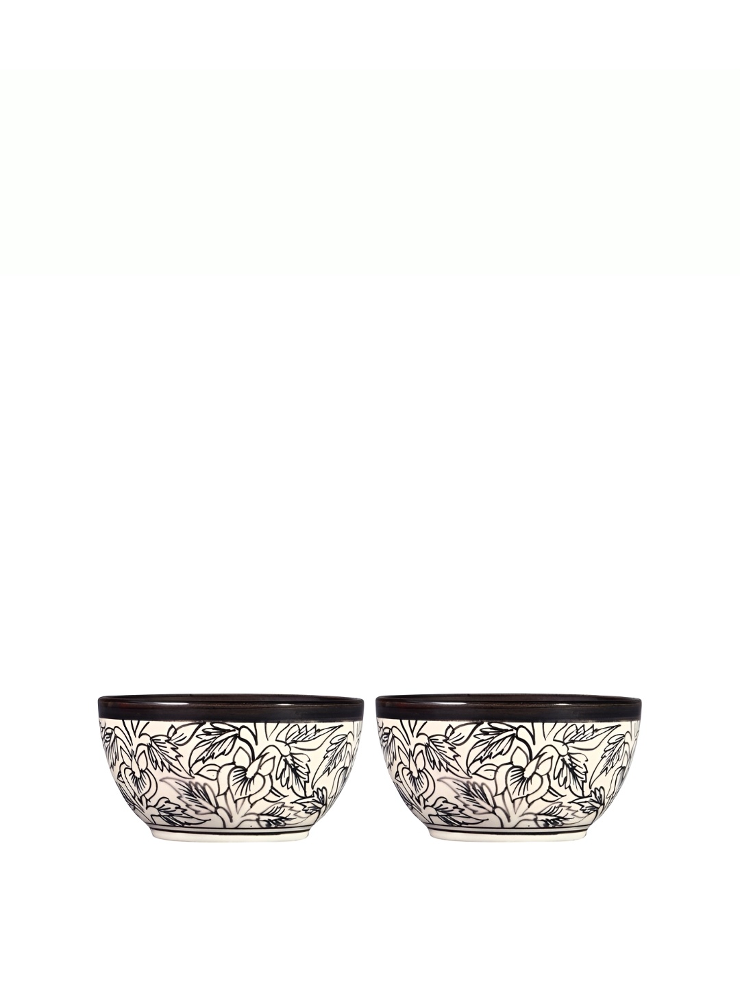 

caffeine White& Black 2Pcs Handmade Printed Ceramic Matte Microwave Dinnerware