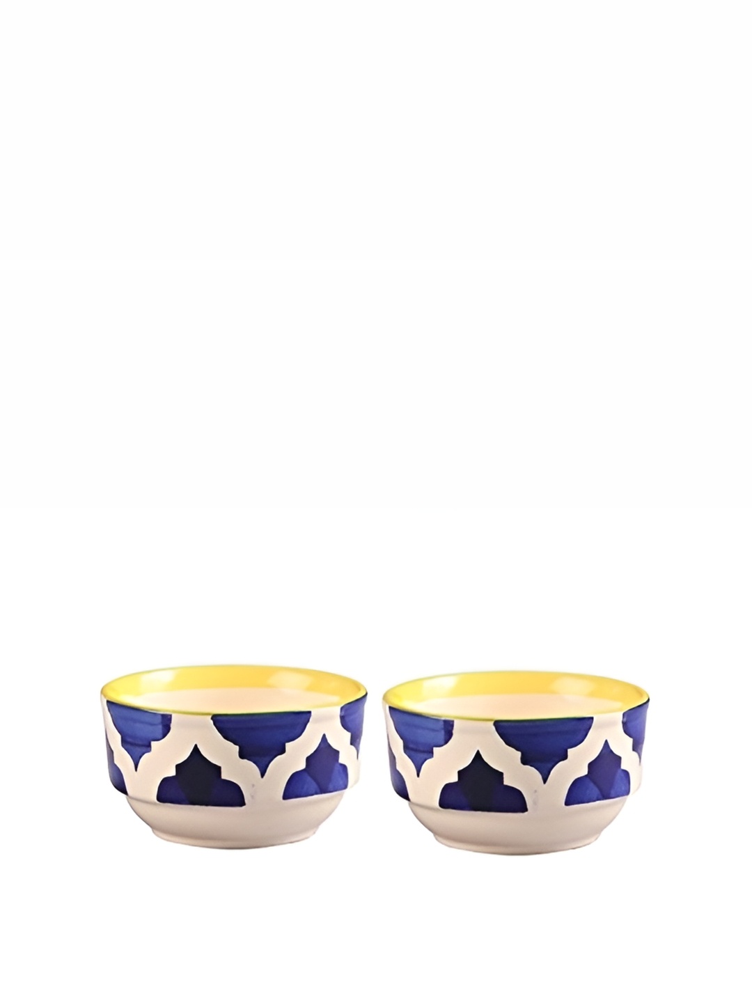 

caffeine White & Blue 2 Pieces Printed Ceramic Bowls