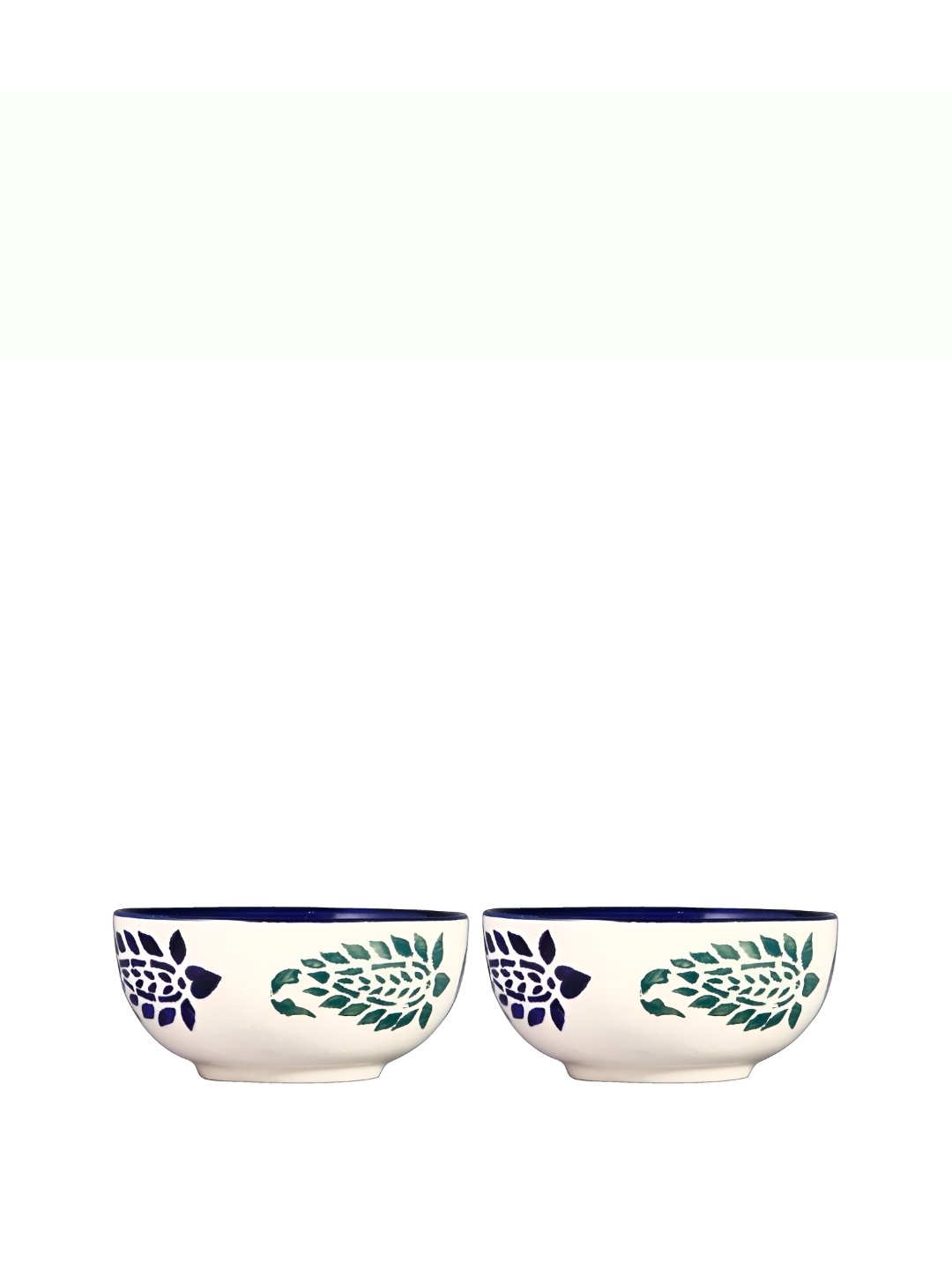

caffeine White & Blue 2 Pieces Printed Ceramic Bowls