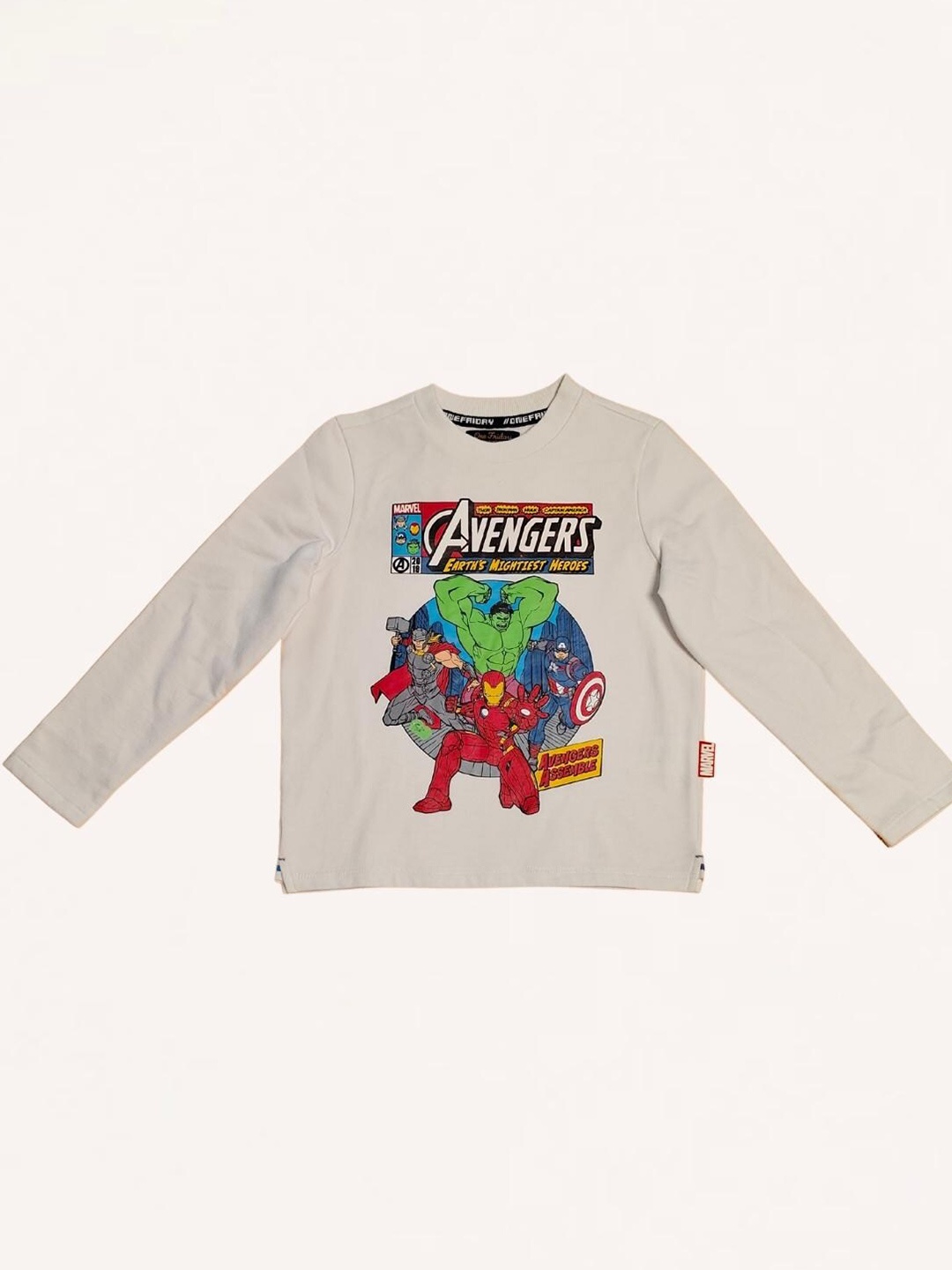 

One Friday Boys Avengers Printed T-shirt, Off white