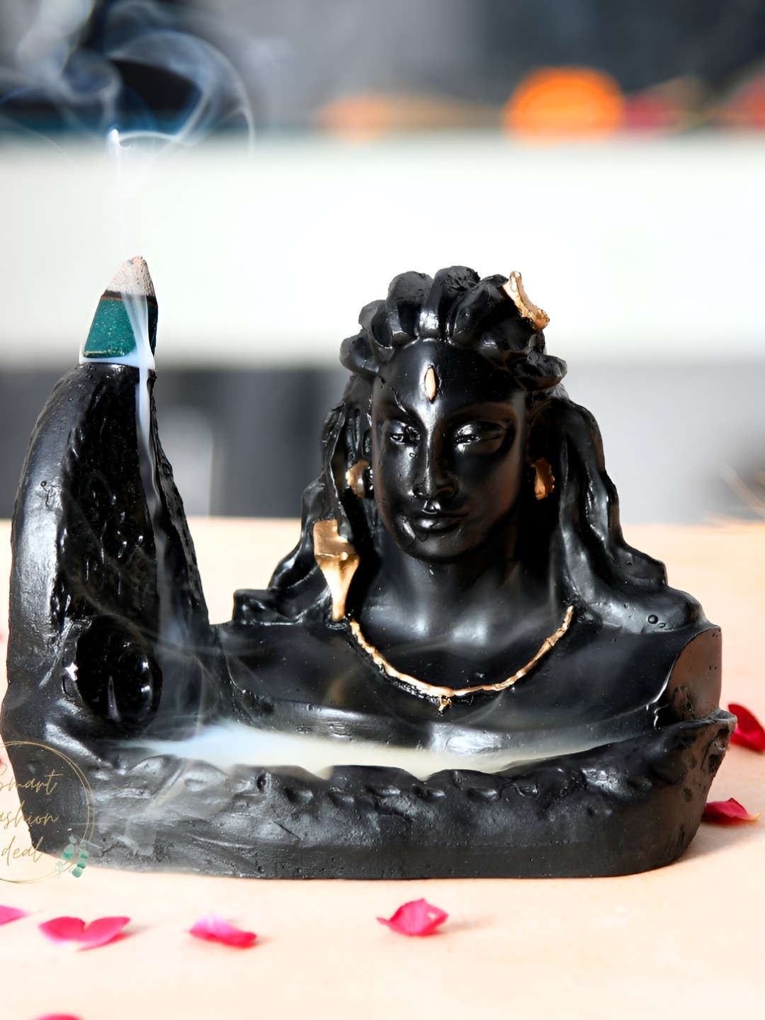 

COOPTIC Black Wooden Adiyogi Dhyana Idol Showpiece