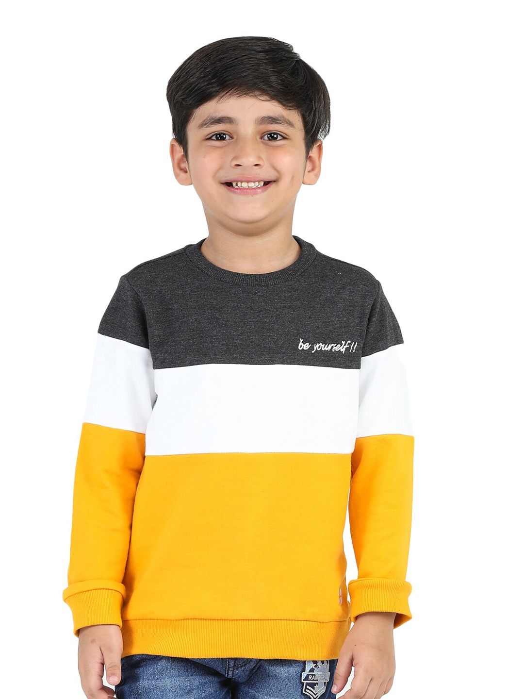 

Purple United Kids Boys Colourblocked Cotton Terry Pullover Sweatshirt, Charcoal