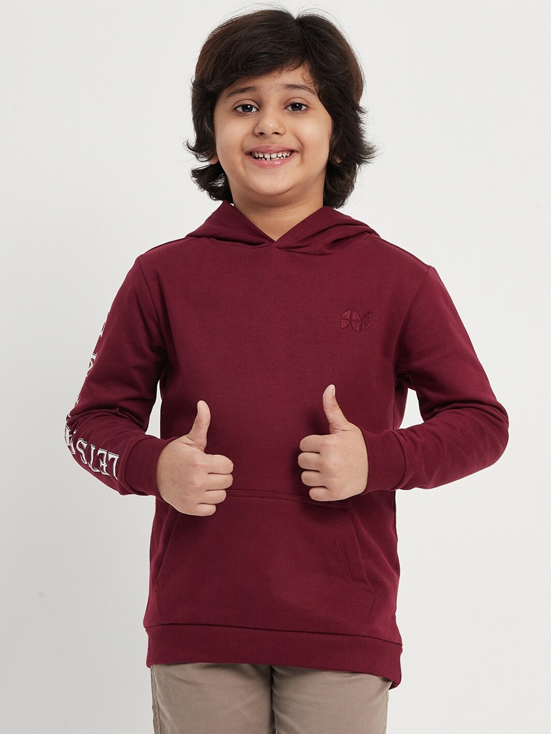 

Purple United Kids Boys Hooded Fleece Sweatshirt, Burgundy