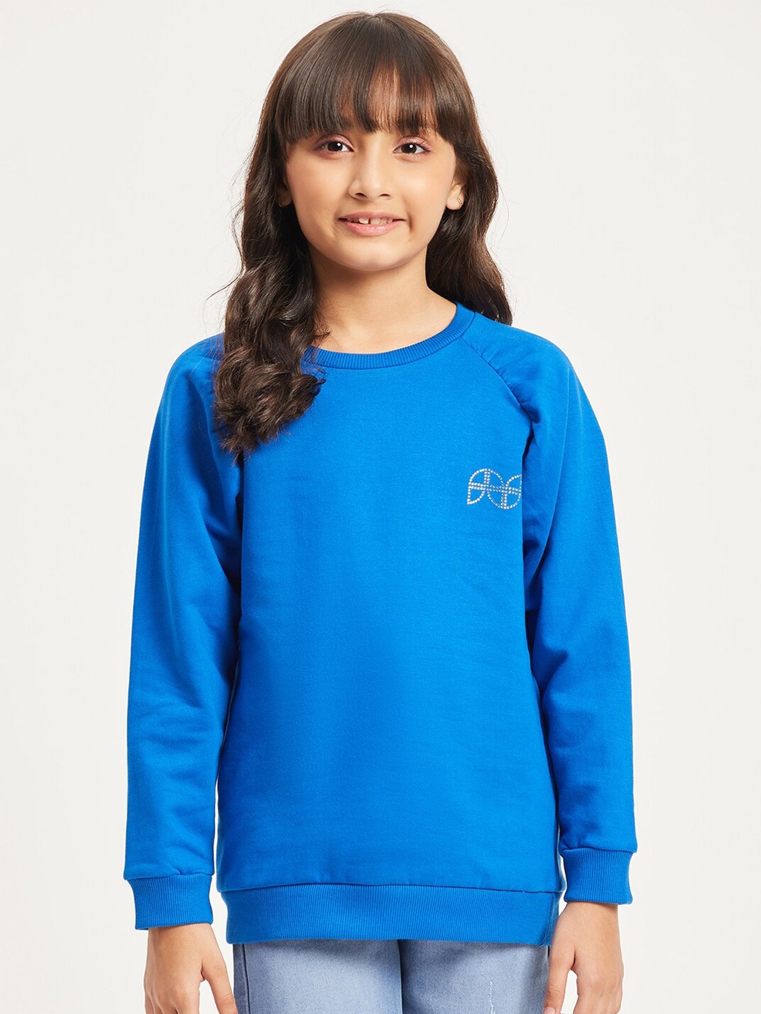 

Purple United Kids Girls Round Neck Fleece Sweatshirt, Blue