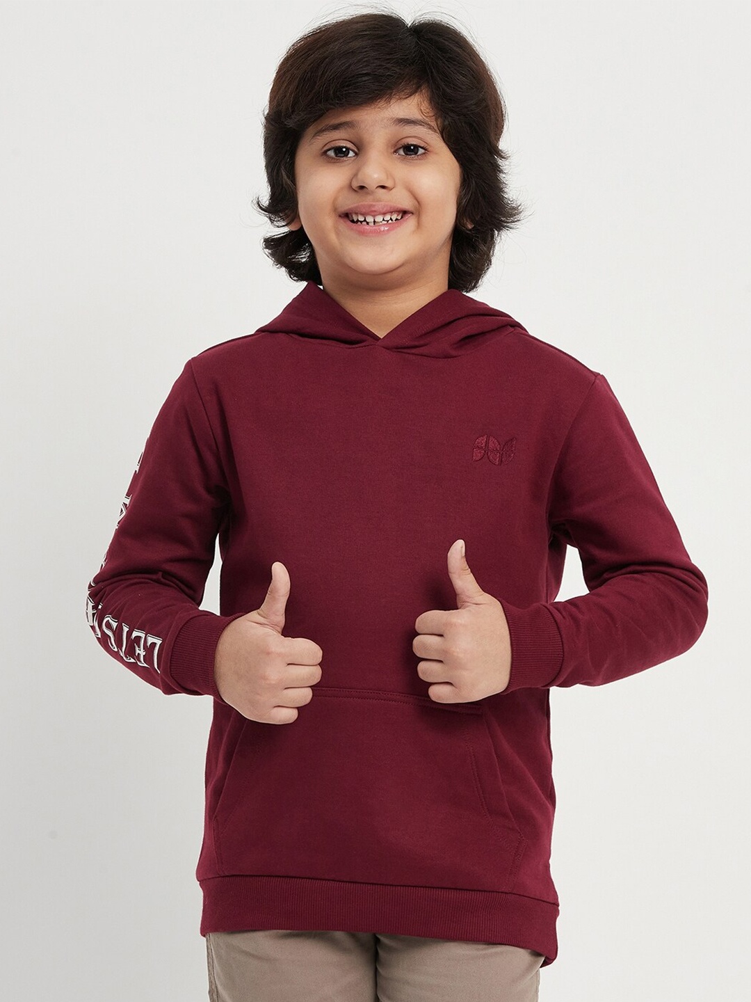 

Purple United Kids Boys Hooded Fleece Sweatshirt, Burgundy