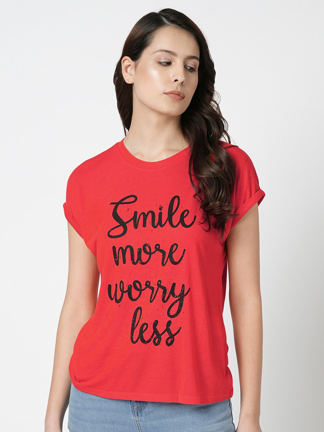 

Vero Moda Typography Printed T-Shirt, Red