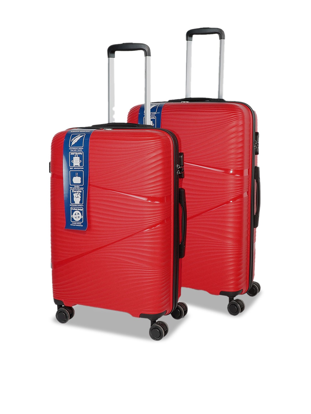 

F Gear Set Of 2 Textured Hard-Sided Trolley Suitcase, Red