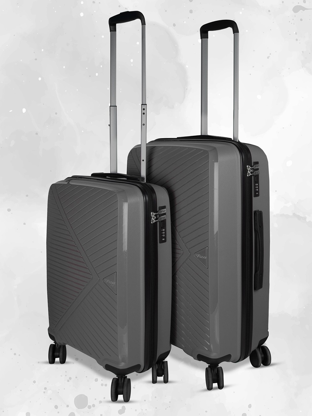 

F Gear Eagle Set Of 2 Textured Hard-Sided Lightweight Trolley Bag, Grey